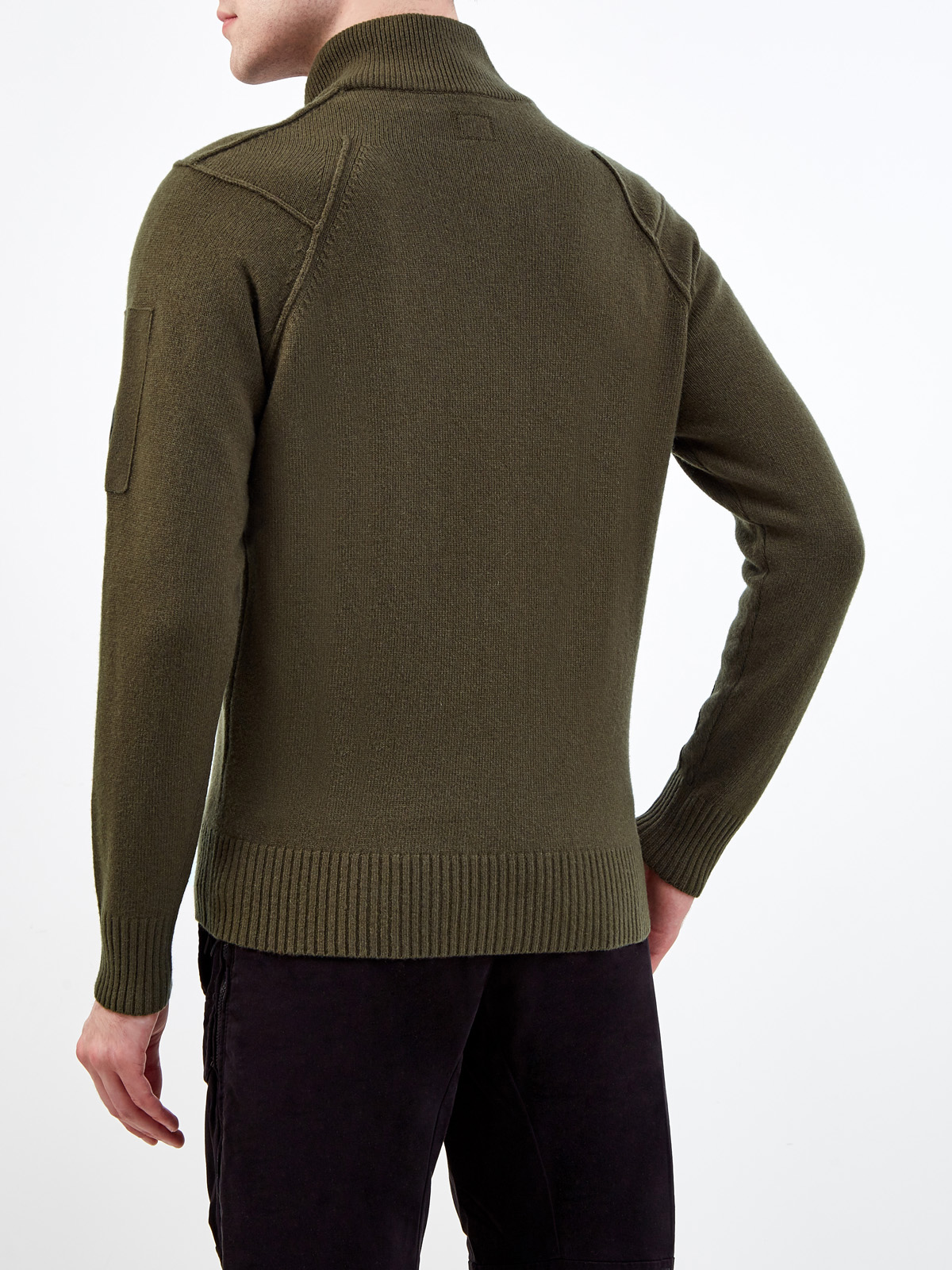 Шерстяной свитер с фактурными швами и застежкой на молнию C.P.COMPANY, цвет зеленый, размер L;XL;2XL;M - фото 4
