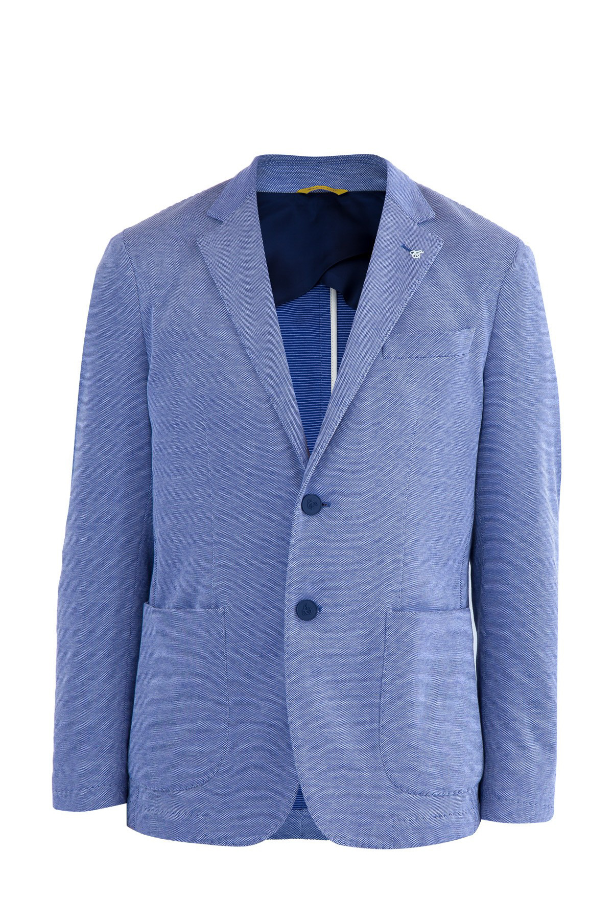 Блейзер в стиле casual из хлопкового пике CANALI, цвет голубой, размер 50