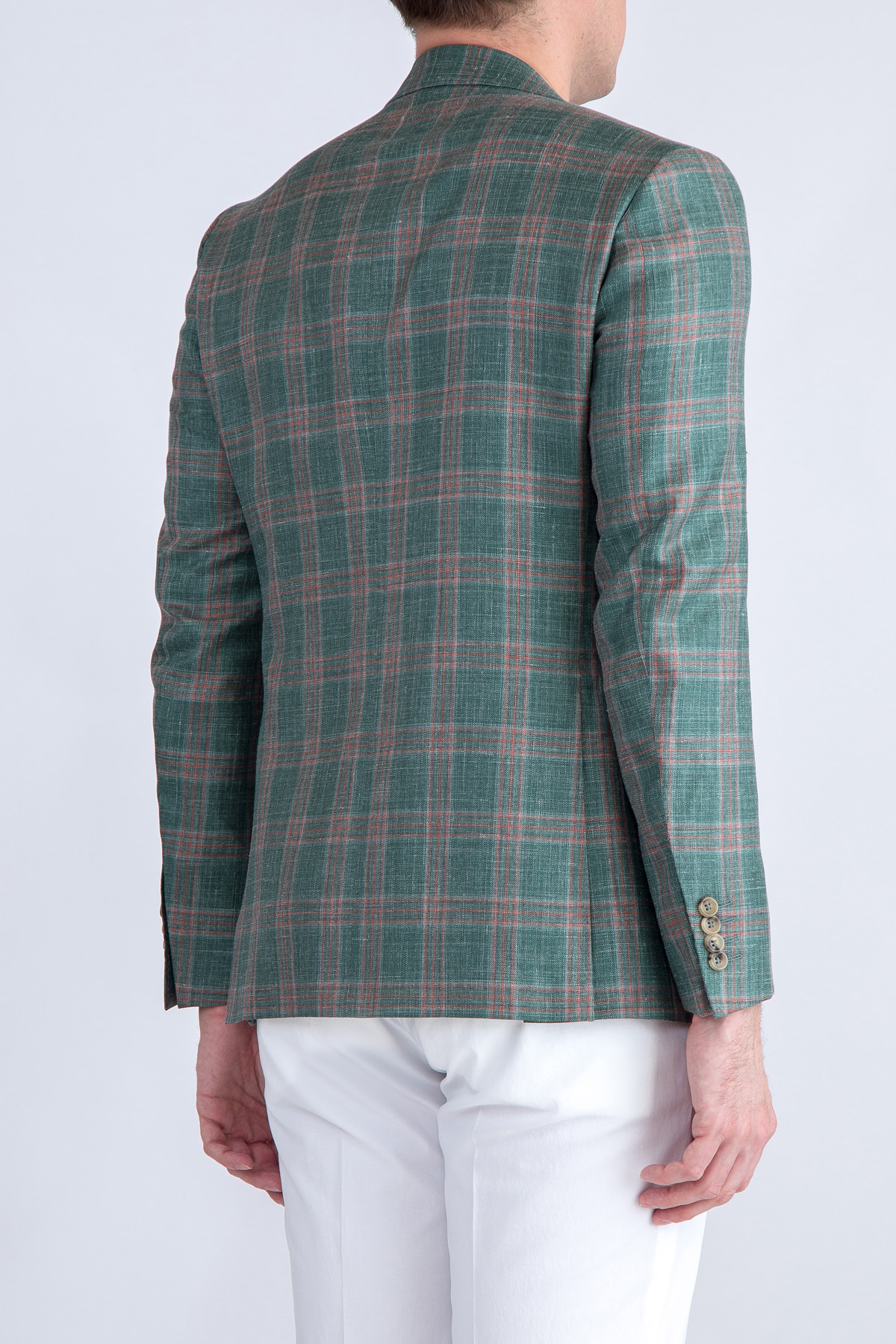 Пиджак в стиле casual из шерсти и льна CANALI, цвет зеленый, размер 48;50;52 - фото 4