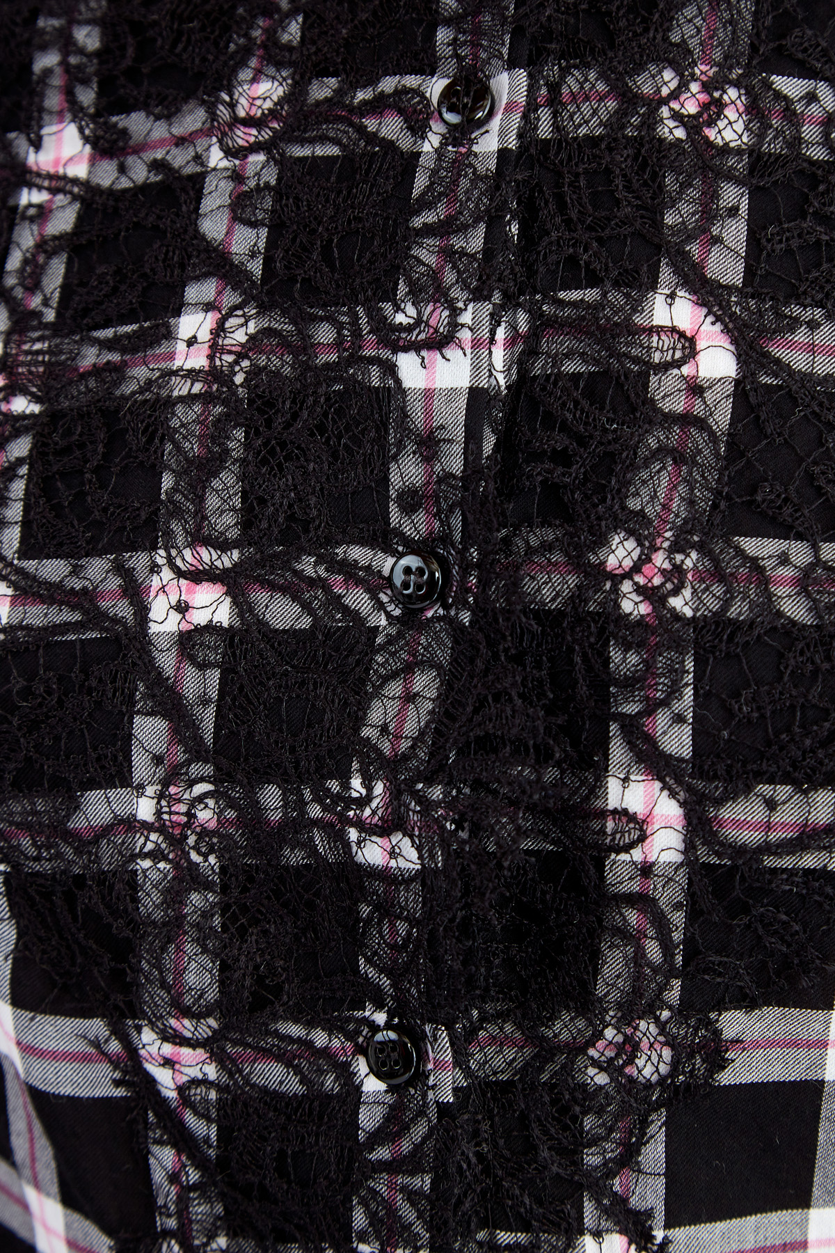 Приталенная рубашка из хлопка с отделкой кружевом ручной работы ERMANNO SCERVINO, цвет черно-белый, размер 40;44 - фото 5