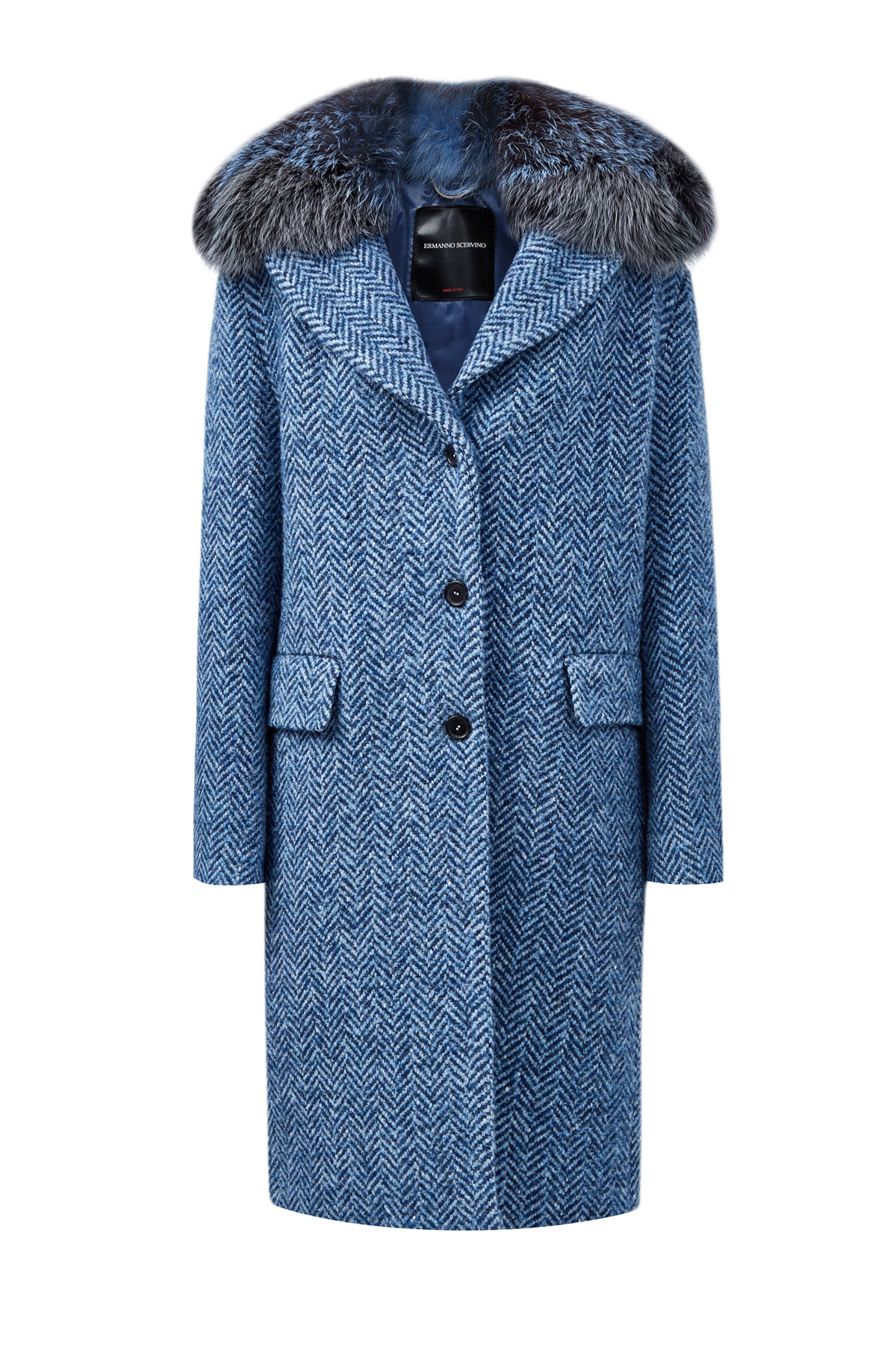Пальто из шерстяного драпа с мехом лисы Frost Fox