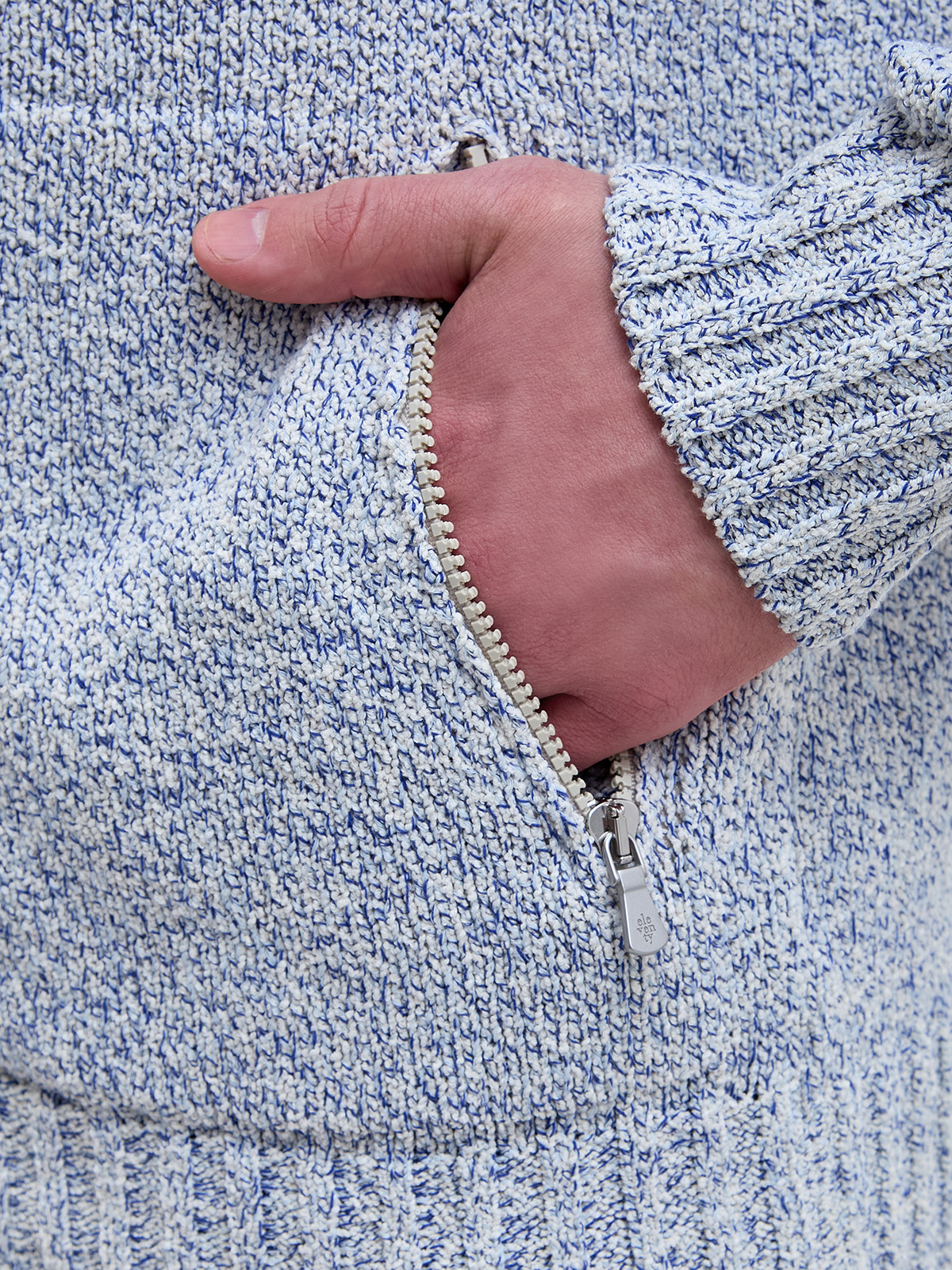 Кардиган из фактурной хлопковой пряжи с застежкой на молнию ELEVENTY, цвет голубой, размер 48;50;52;56 - фото 5
