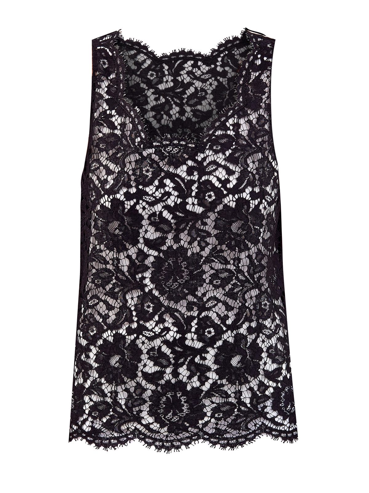 Кружевной топ с фактурной вышивкой Heavy Lace VALENTINO, цвет черный, размер 42;44;46;40 - фото 1