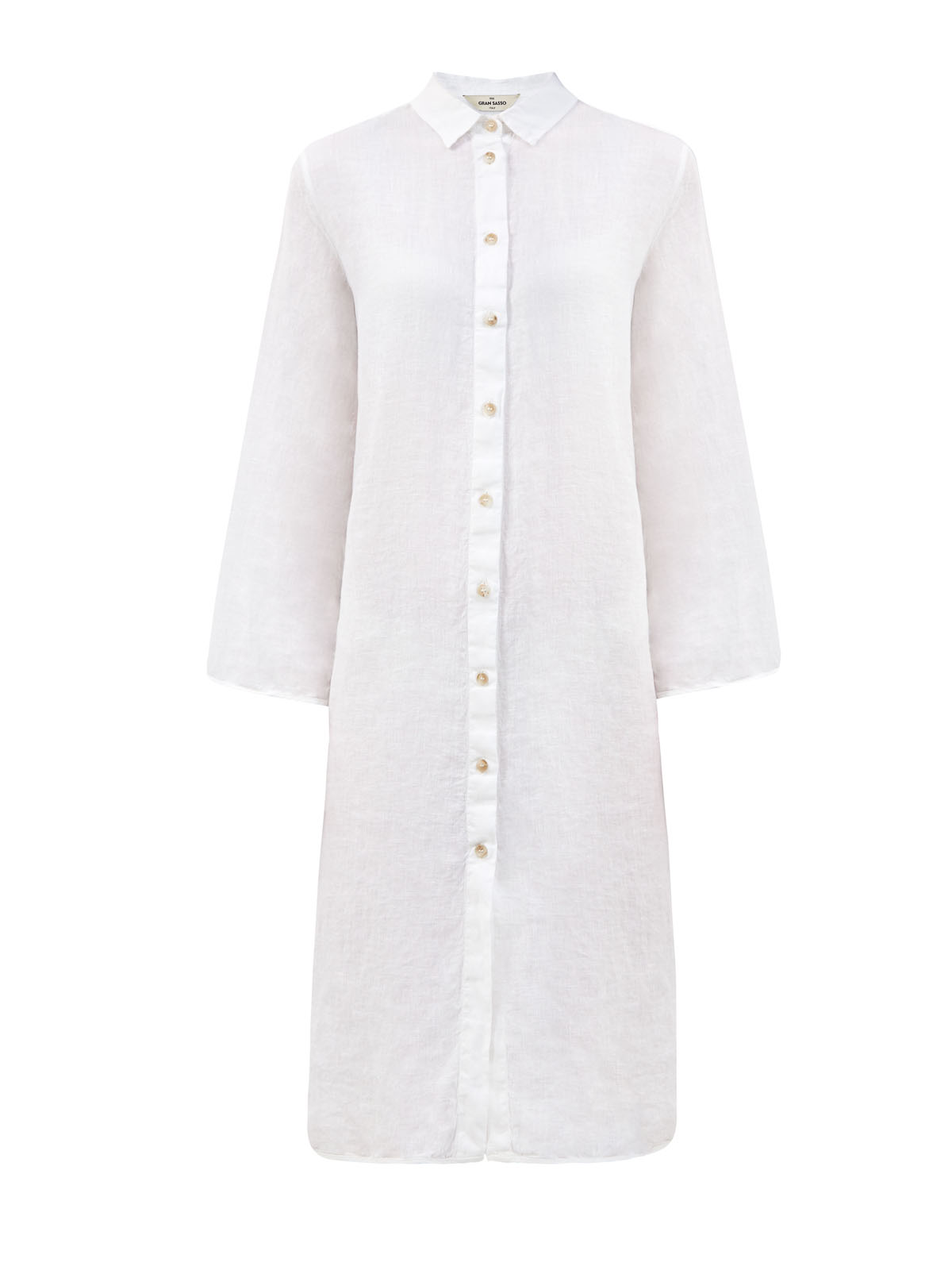 Льняное платье-рубашка с карманами и французским воротом GRAN SASSO, цвет белый, размер 44;46;48;40 - фото 1