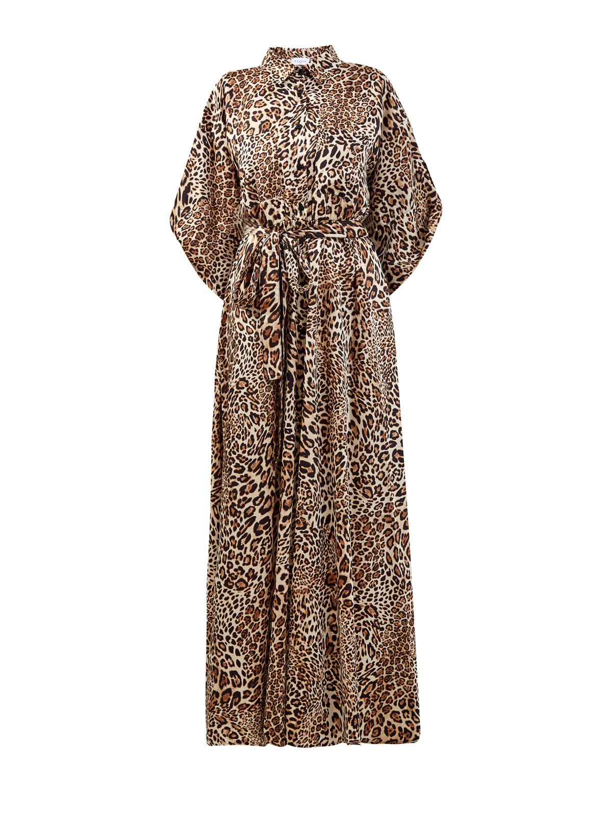 Платье-рубашка из струящегося твила с анималистичным принтом GAELLE PARIS, цвет коричневый, размер 42;46;44 - фото 1