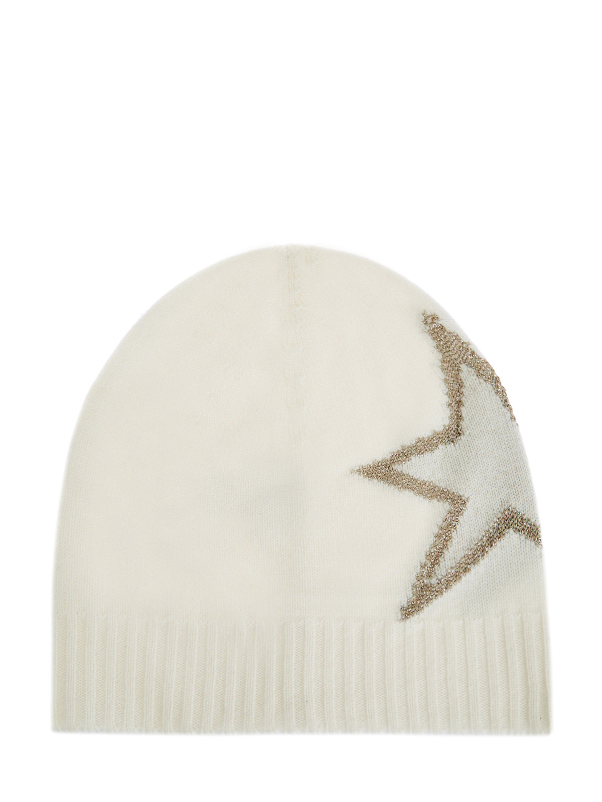 Кашемировая шапка с интарсией из люрекса LORENA ANTONIAZZI, цвет белый, размер S;M - фото 1