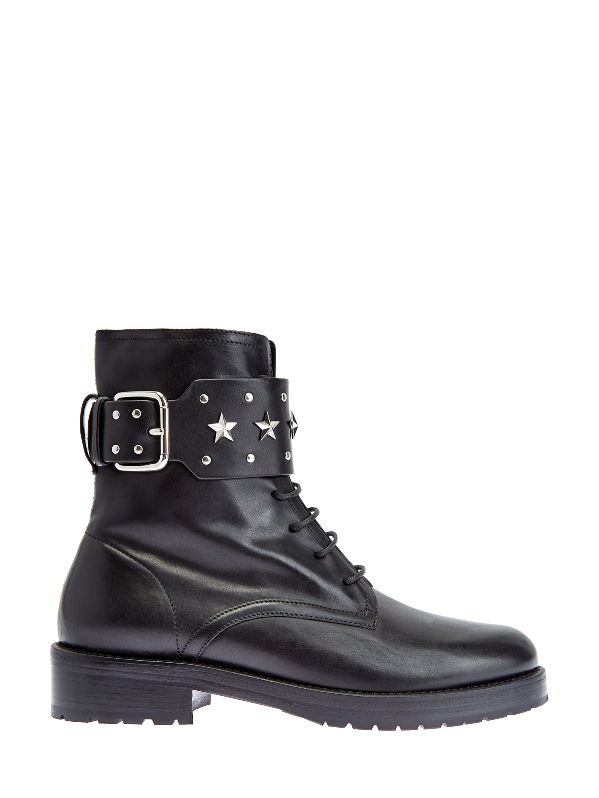 Ботинки Sky Combat из телячьей кожи с пряжками и заклепками REDVALENTINO, цвет черный, размер 37;37.5;38;38.5;39;40 - фото 1