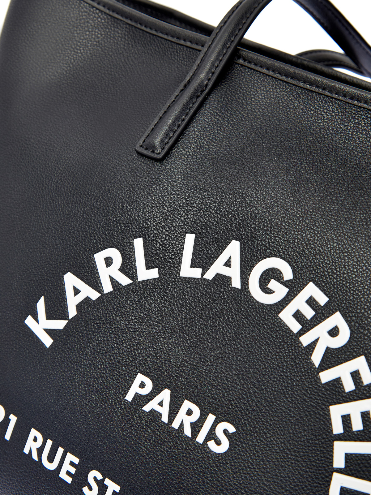 Монохромная сумка из гладкой кожи с принтом Rue St-Guillaume KARL LAGERFELD, цвет черный, размер 5;6;7 - фото 6