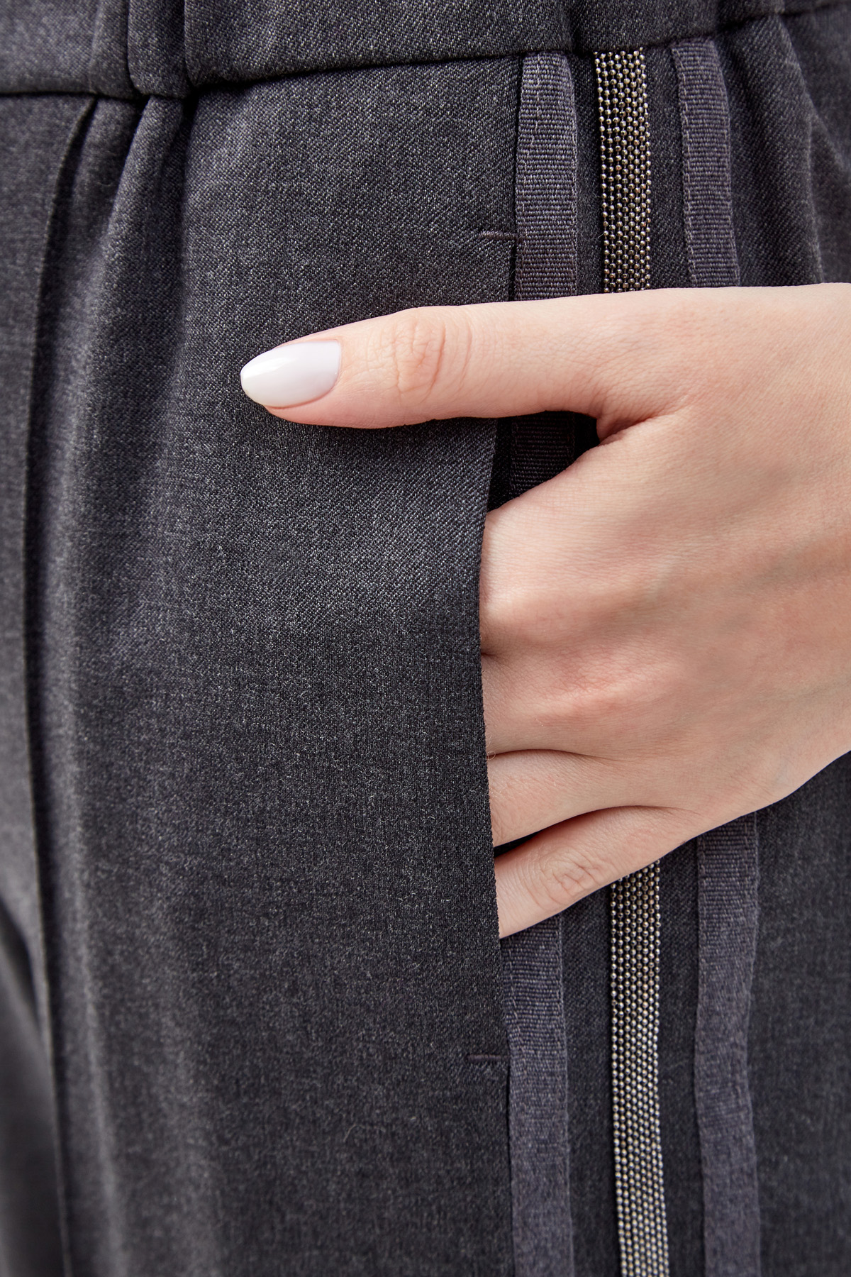 Прямые брюки с мерцающими лампасами FABIANA FILIPPI, цвет серый, размер 38 - фото 5