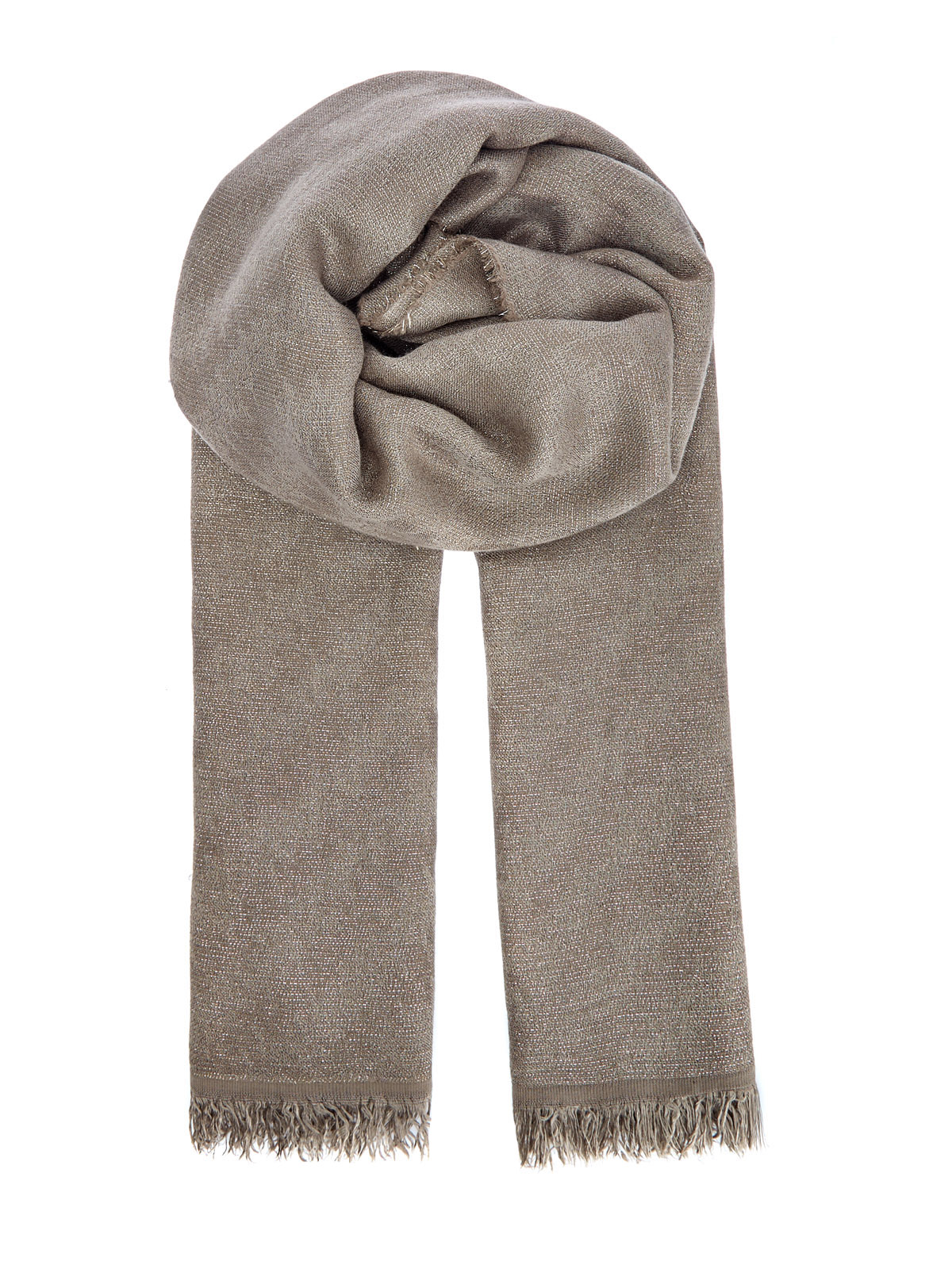 

Объемный палантин с металлизированной нитью ламе и бахромой, Коричневый, Объемный палантин с металлизированной нитью ламе и бахромой