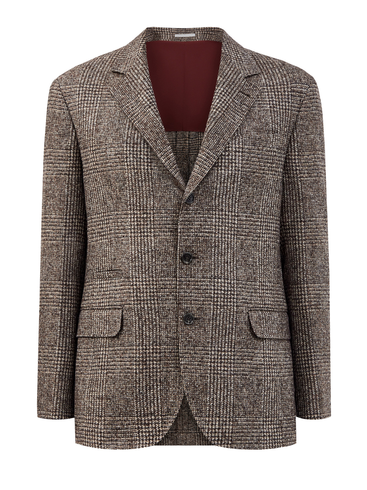 Пиджак с узором в виндзорскую клетку из шерсти и мягкой альпаки BRUNELLO CUCINELLI, цвет коричневый, размер 50;52;54