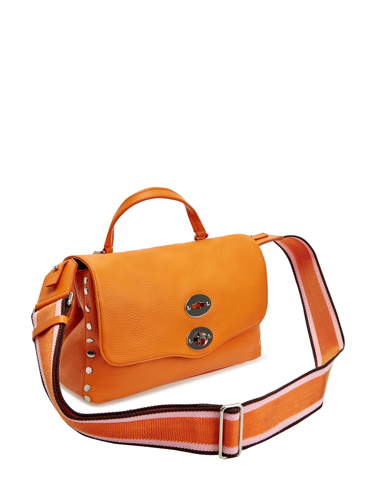 Кожаная сумка Postina с двойной застежкой и литыми заклепками ZANELLATO, цвет оранжевый, размер 44;42 - фото 3