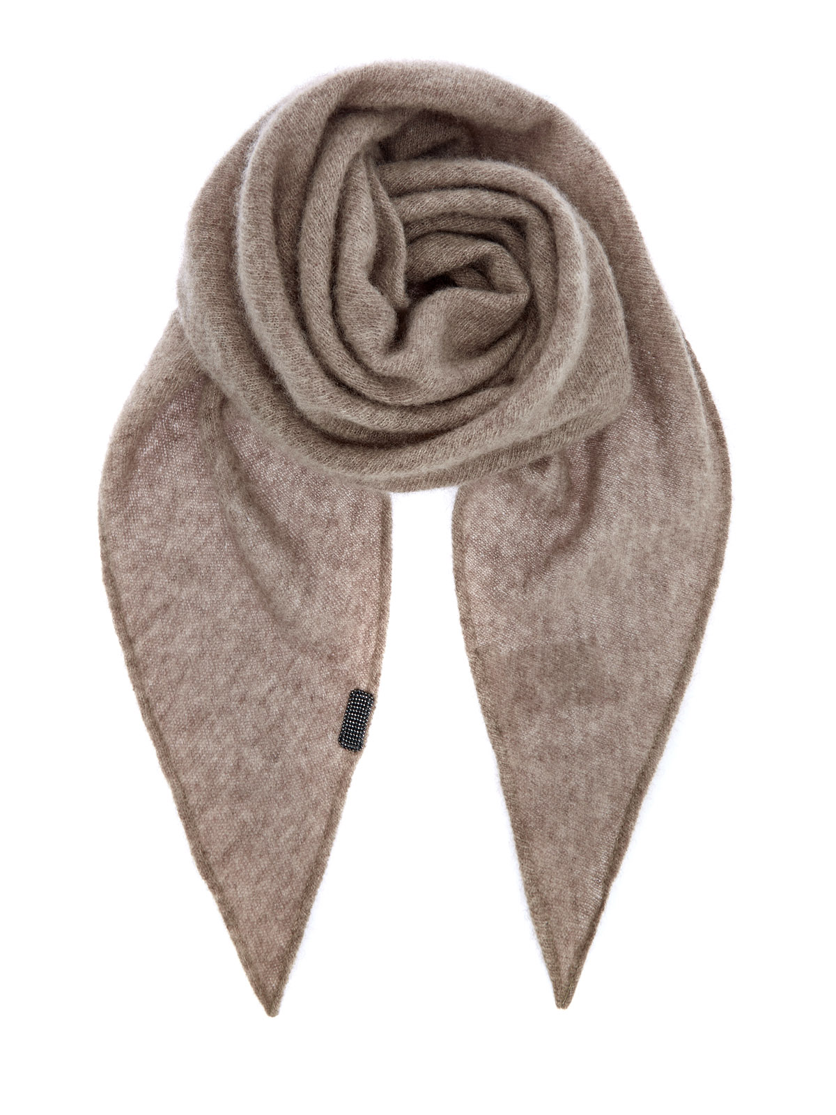 

Шарф из мягкой кашемировой пряжи с ювелирной деталью, Коричневый, Шарф из мягкой кашемировой пряжи с ювелирной деталью