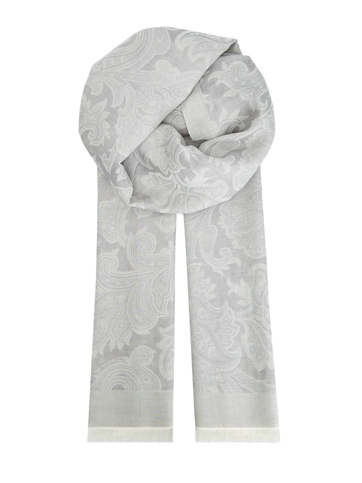 

Шарф из модала в пепельно-серой гамме с узором пейсли, Серый, Шарф из модала в пепельно-серой гамме с узором пейсли