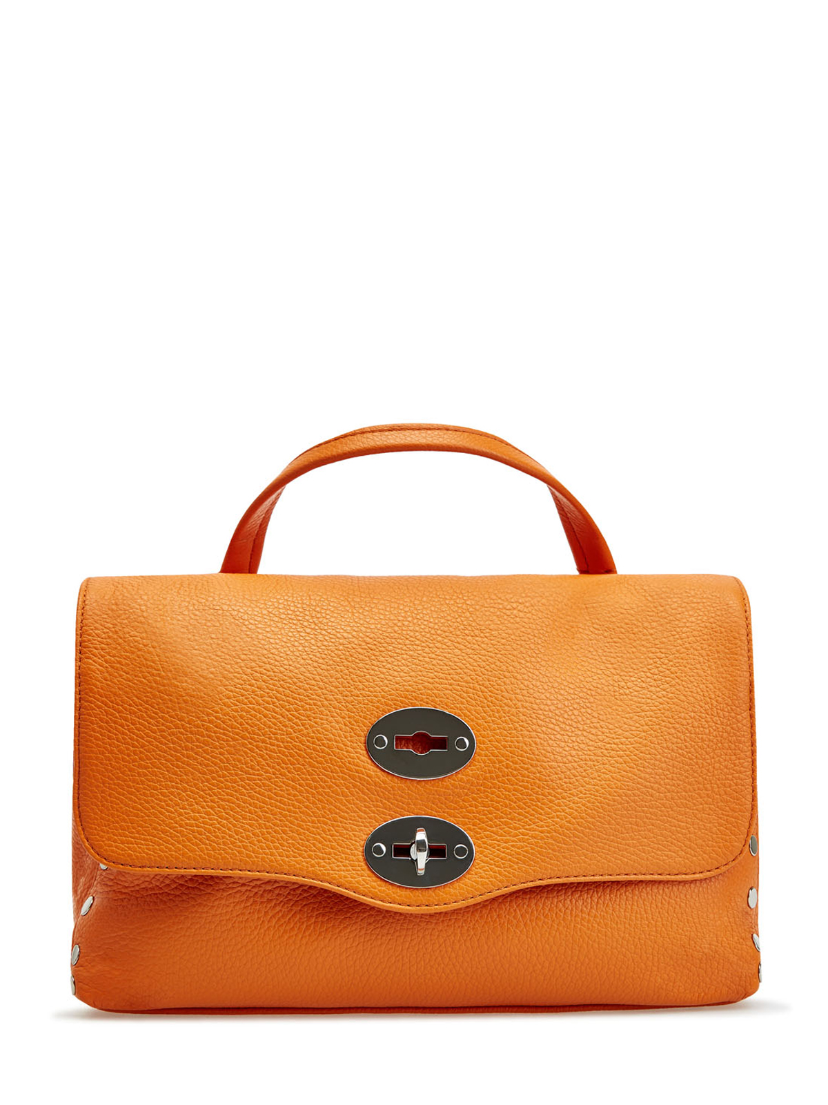 Кожаная сумка Postina с двойной застежкой и литыми заклепками ZANELLATO, цвет оранжевый, размер 44;42 - фото 1