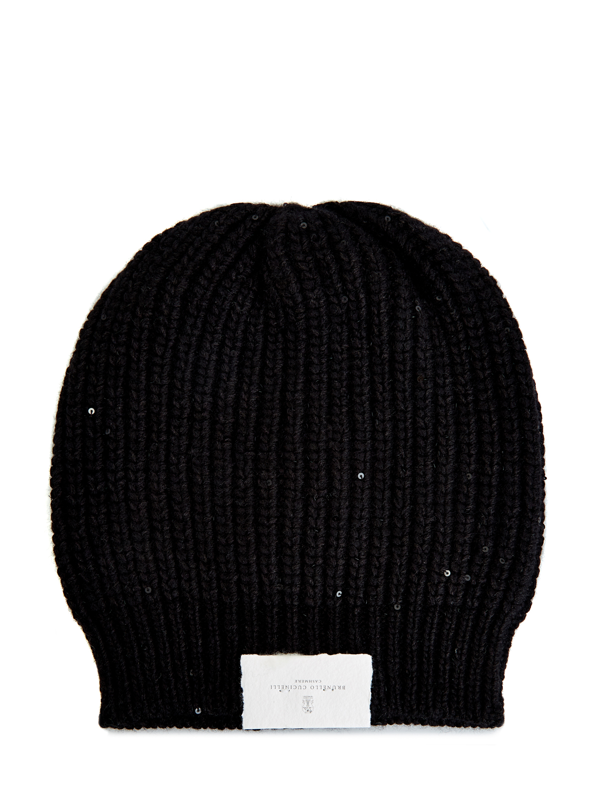 Кашемировая шапка с шелковой нитью и миниатюрными пайетками BRUNELLO CUCINELLI, цвет черный, размер S;M - фото 1