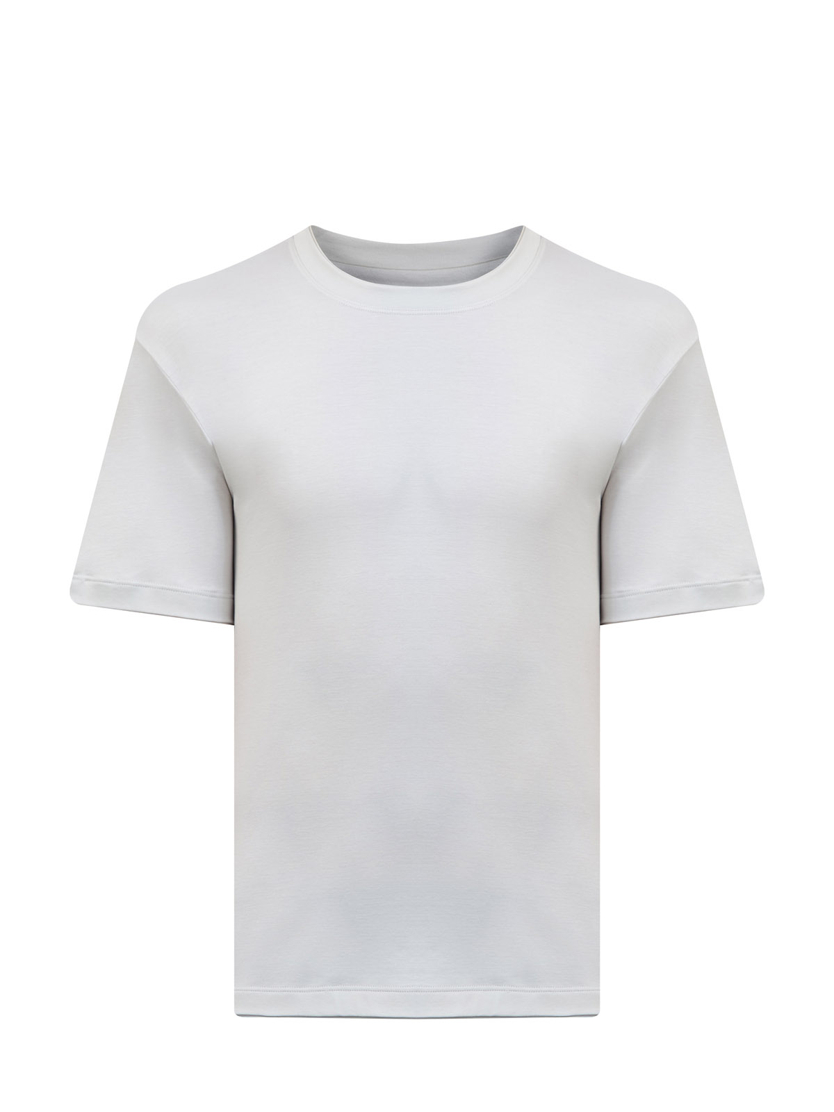 

Базовая футболка из гладкого хлопка и модала, Серый, Базовая футболка из гладкого хлопка и модала