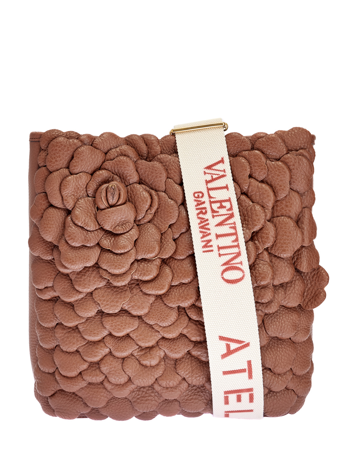 Сумка-хобо Atelier Bag 03 Rose Edition из телячьей кожи VALENTINO, цвет коричневый, размер 40;41;42;43;46 - фото 1