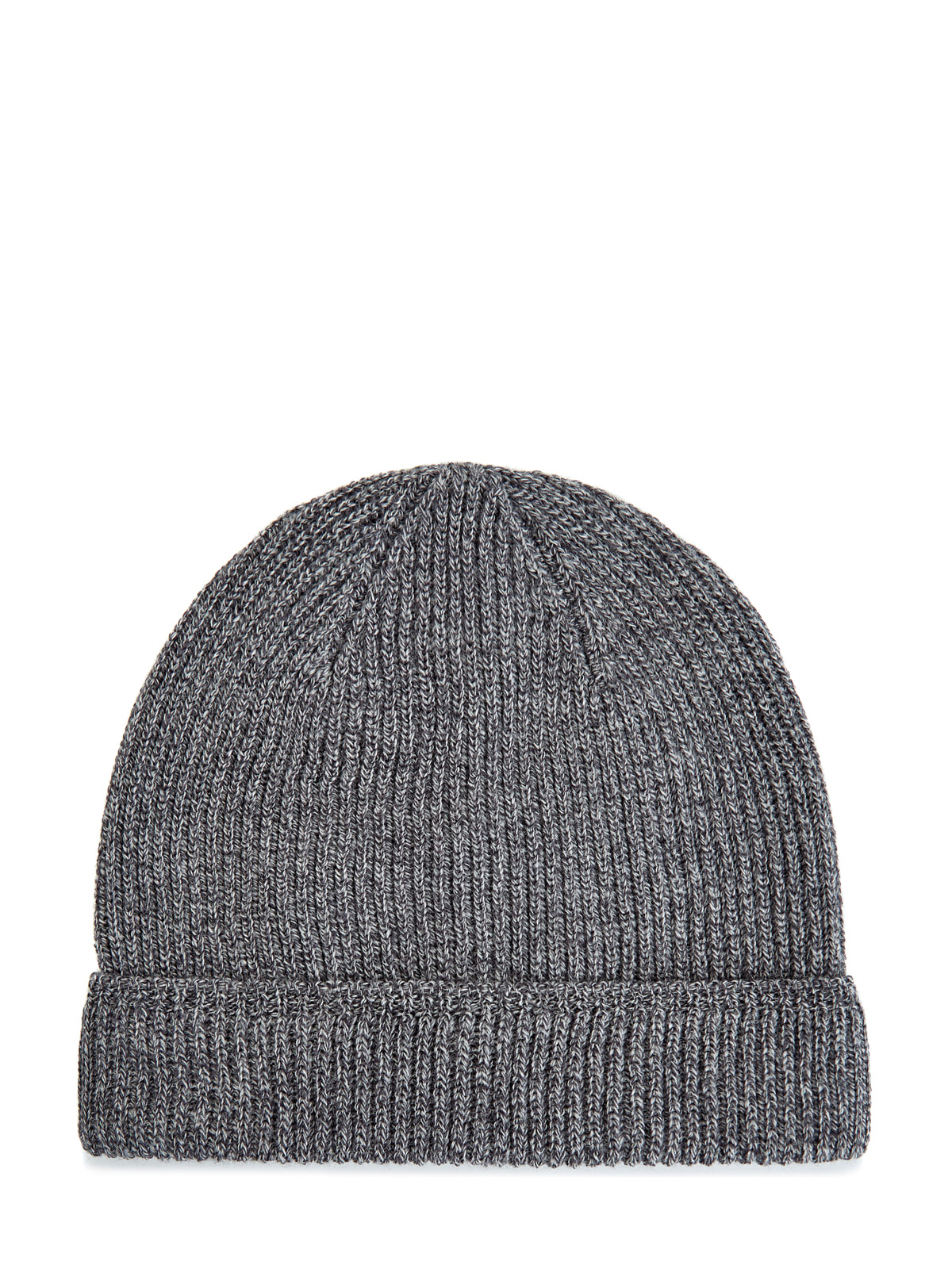 Шерстяная шапка эластичной вязки с отворотом CANALI, цвет серый, размер 40;42;44 - фото 1