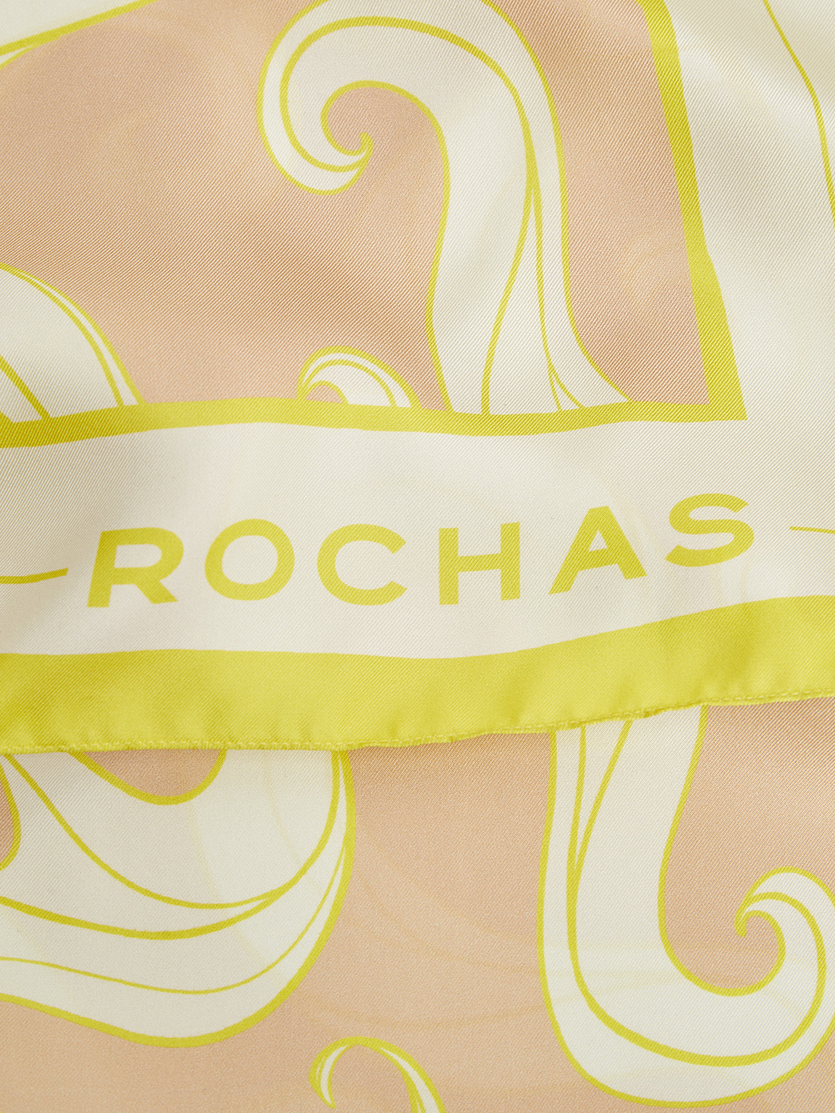 Тонкий платок из атласного шелка с принтом ROCHAS, цвет мульти, размер S;M;L - фото 2