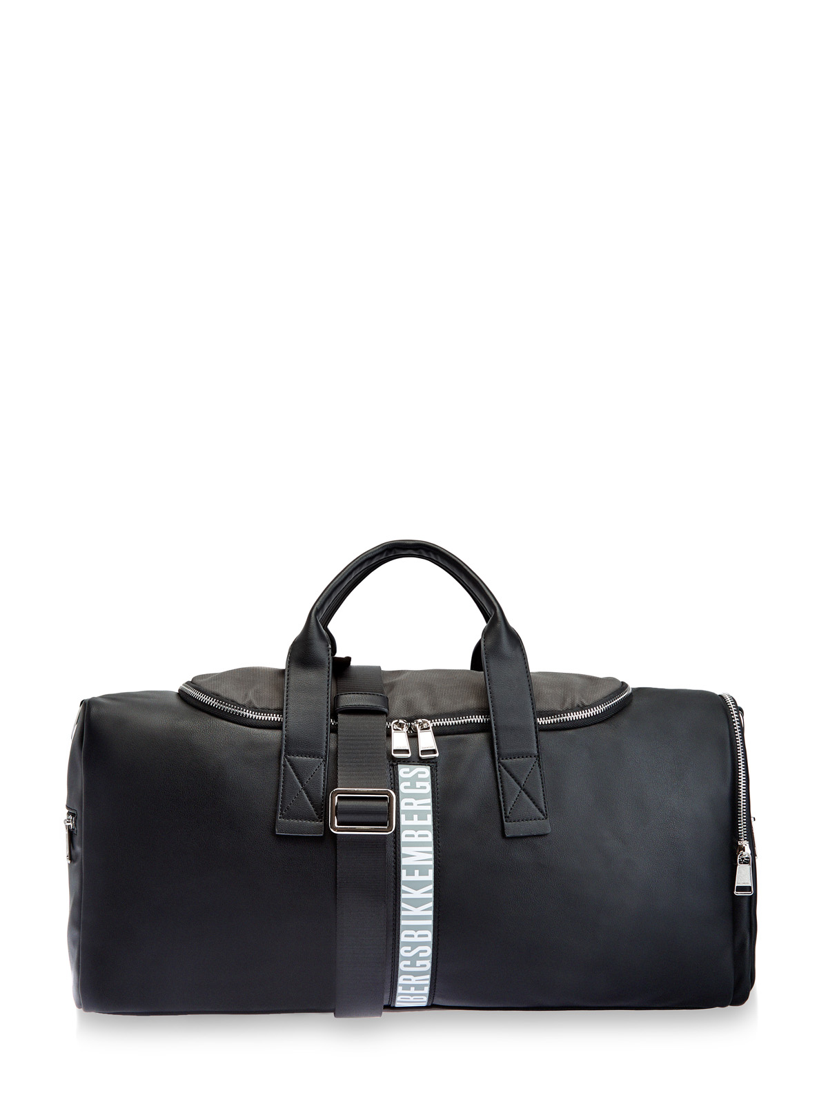 Спортивная сумка из экокожи с двойной молнией и ремнем BIKKEMBERGS, цвет черный, размер 54;56;58;48 - фото 1