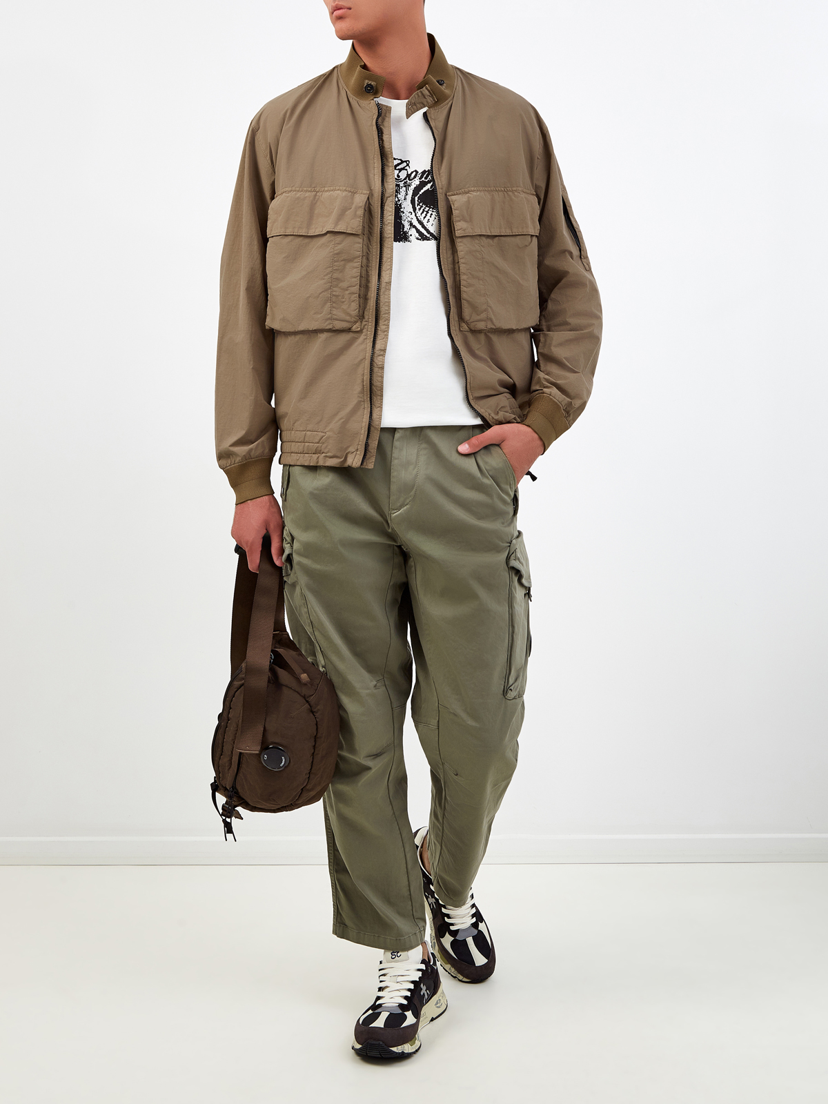 Свободные брюки-карго из матового хлопка Stretch Sateen C.P.COMPANY, цвет зеленый, размер S;M;XL;L - фото 2