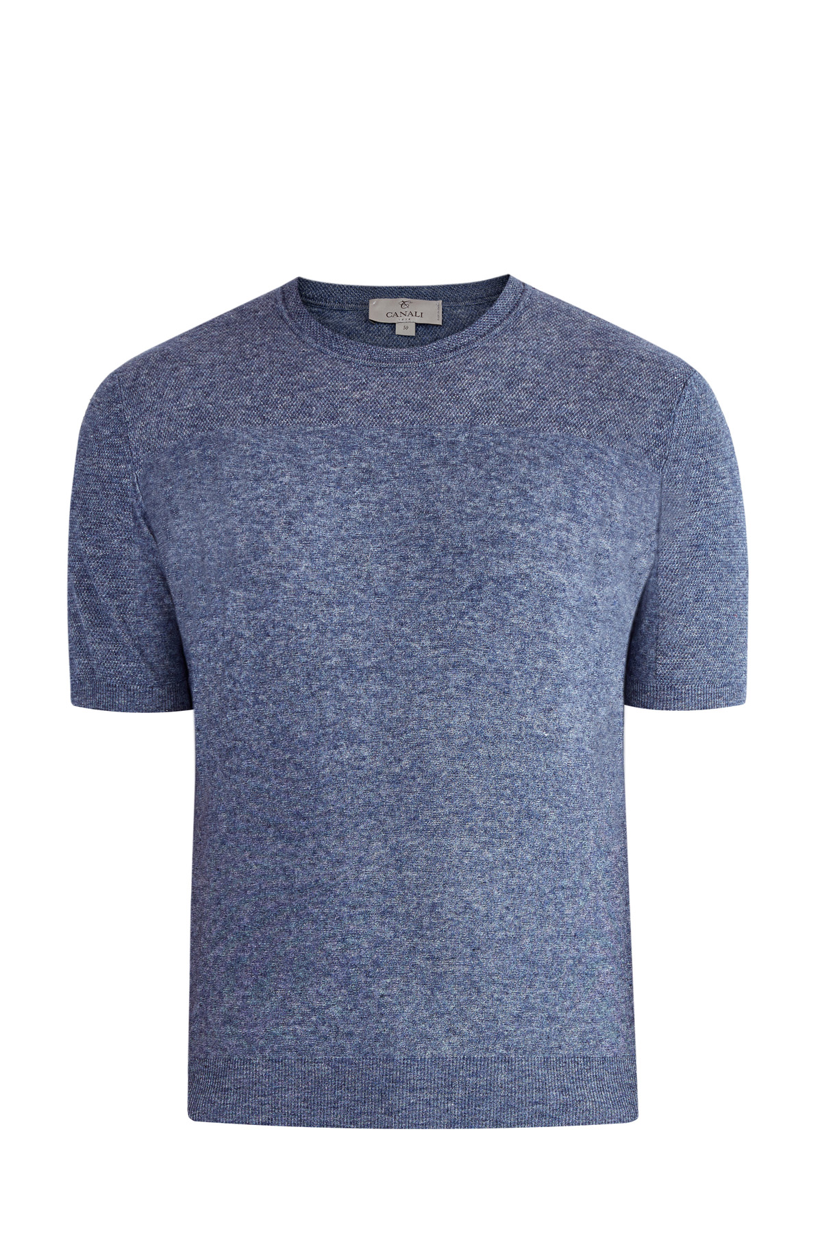 

Джемпер с коротким рукавом цвета «меланж» с фактурными вставками