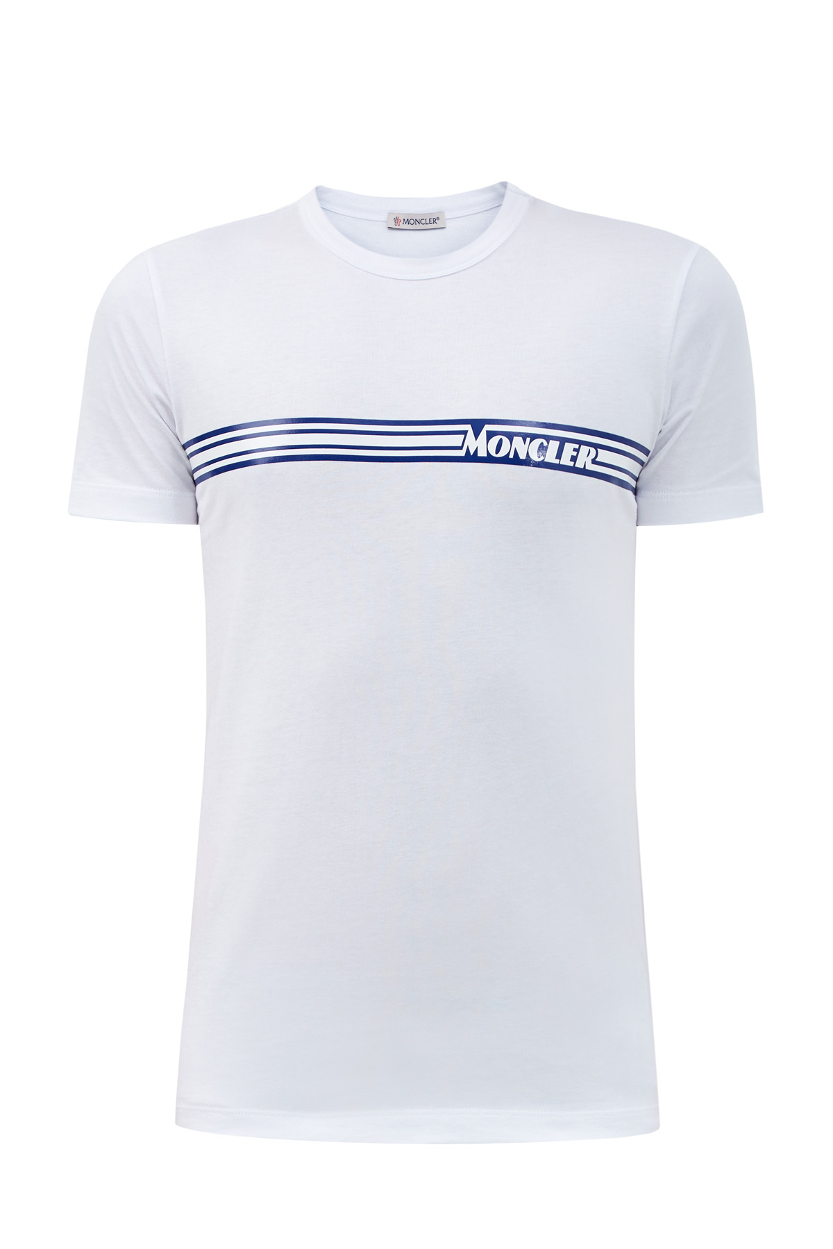 Белая футболка из хлопка джерси с глянцевой аппликацией MONCLER, цвет белый, размер 2XL - фото 1