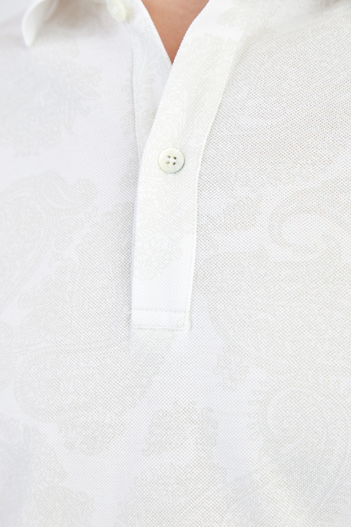 Базовая футболка-поло из пике с принтом пейсли ETRO, цвет белый, размер 46 - фото 5