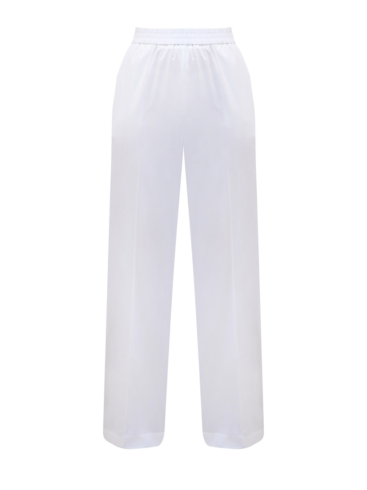 Однотонные брюки свободного кроя из хлопка с эластичным поясом ELEVENTY, цвет белый, размер 38;40;42;44