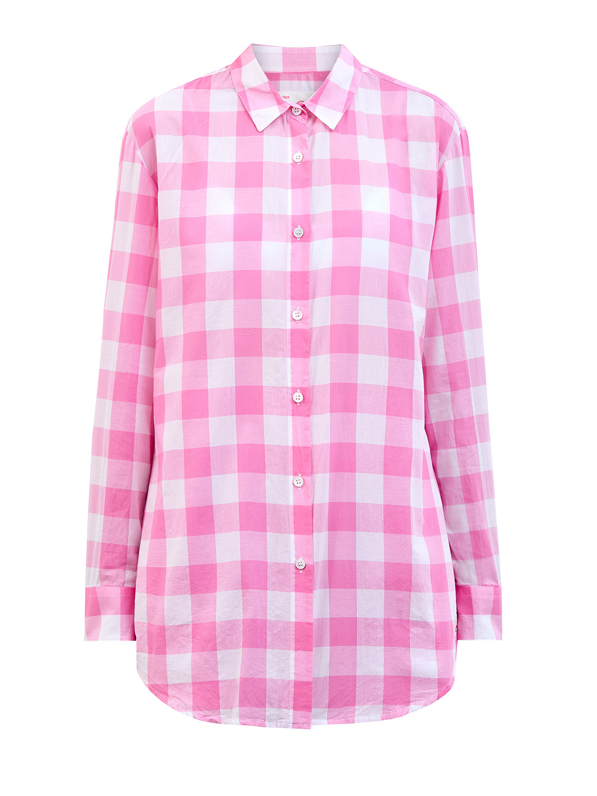 

Свободная рубашка из тонкого хлопка с принтом в клетку, Розовый, Свободная рубашка из тонкого хлопка с принтом в клетку