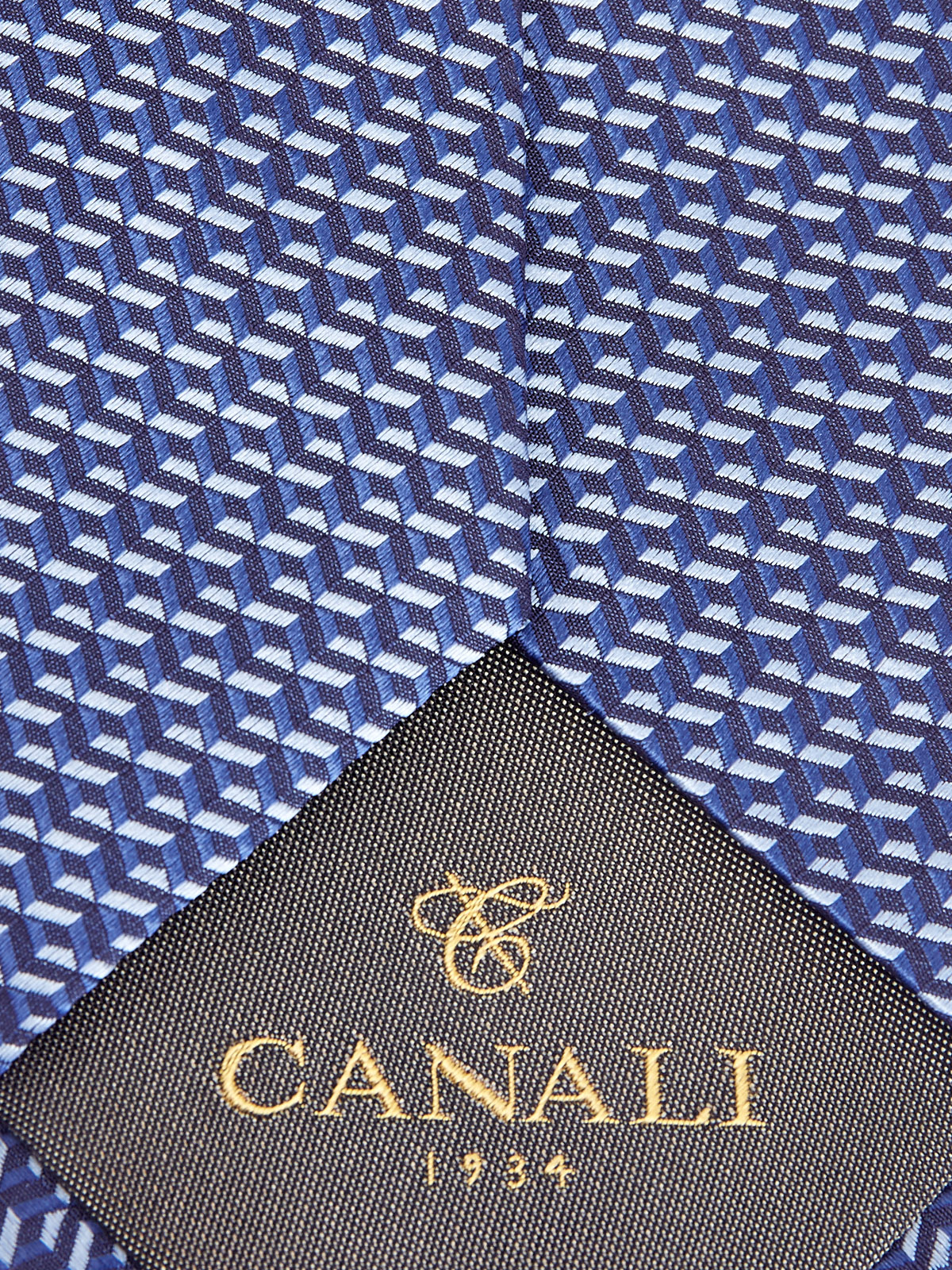 Галстук из цельного отреза шелка с принтом CANALI, цвет синий, размер M - фото 4