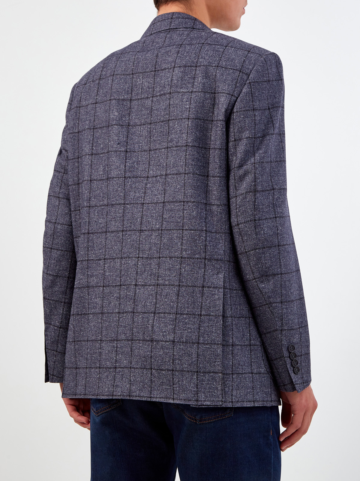 Пиджак из шерсти, шелка и кашемира с узором в клетку CANALI, цвет серый, размер 52;54;56 - фото 4