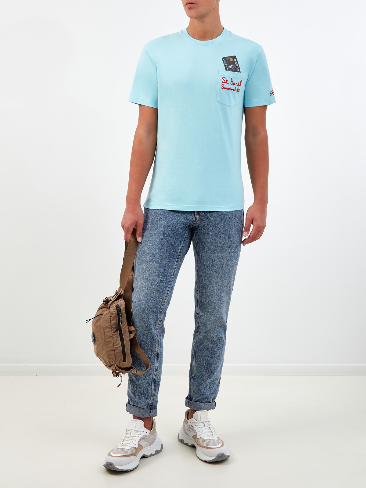 Хлопковая футболка с принтом и вышивкой Survival Kit MC2 SAINT BARTH, цвет голубой, размер S;M;XL;2XL - фото 2