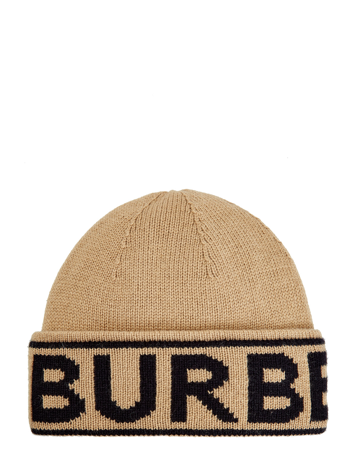 Кашемировая шапка с контрастным макро-логотипом BURBERRY, размер 40;42;44