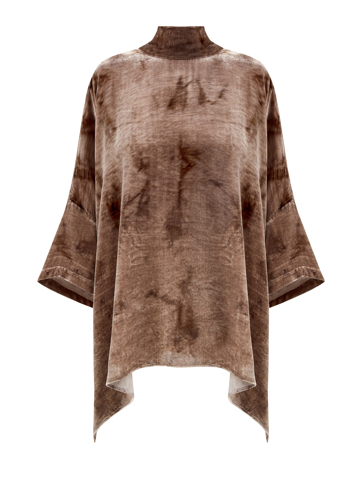Свободная блуза из бархатистой вискозы и шелка с лентой-шарфом GENTRYPORTOFINO, цвет коричневый, размер 46