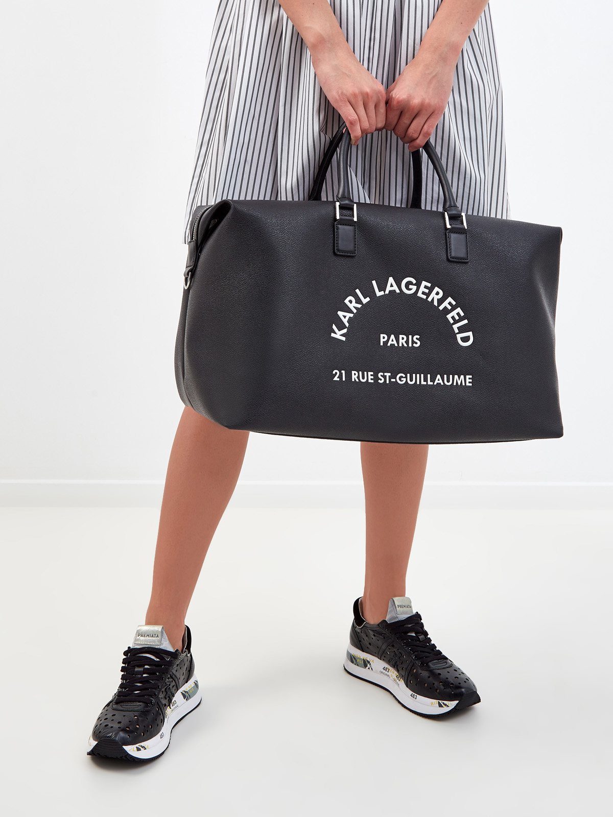 Дорожная сумка с контрастным принтом Rue St-Guillaume KARL LAGERFELD, цвет черный, размер 5;6;7 - фото 2
