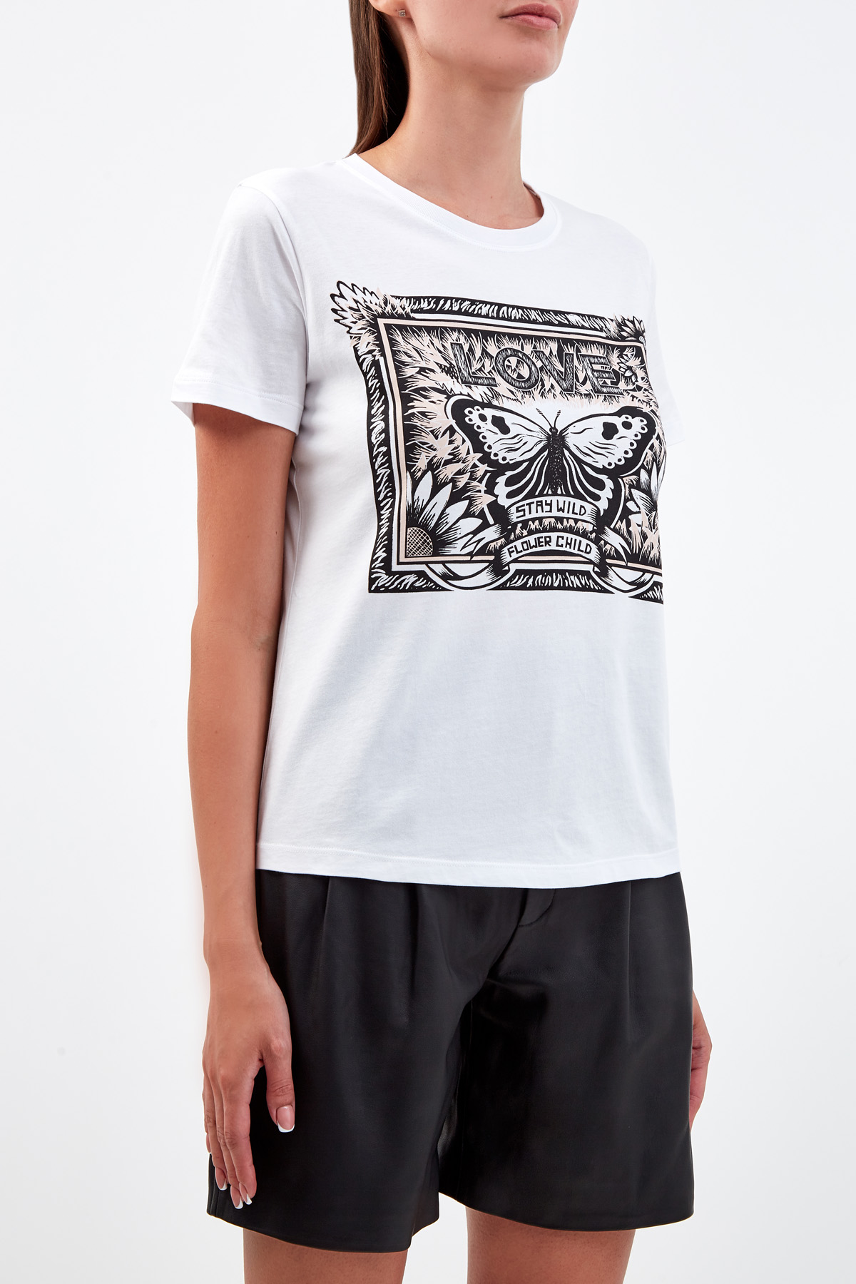 Хлопковая футболка с короткими рукавами и фирменным принтом Butterfly REDVALENTINO, цвет белый, размер XL;M - фото 3