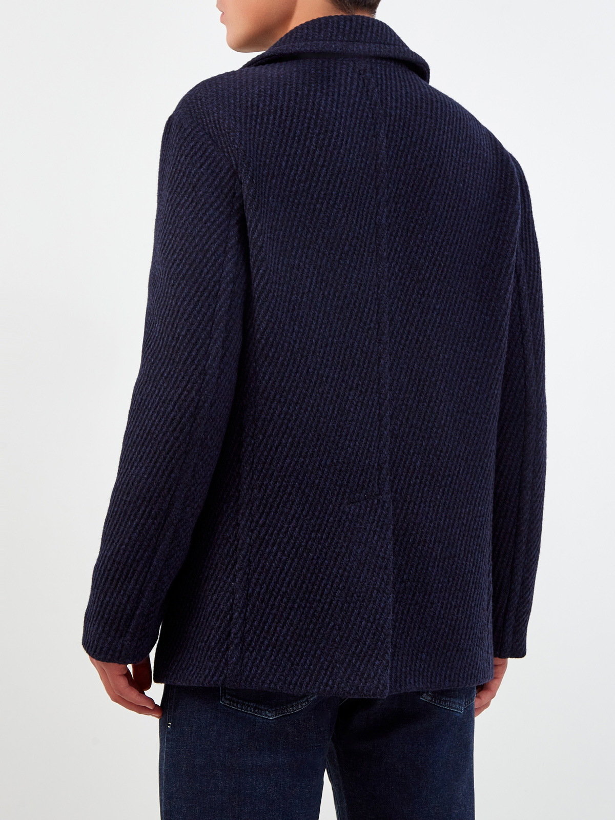 Укороченное двубортное пальто из шерстяной саржи ETRO, цвет синий, размер 48;50;52;54;56 - фото 4