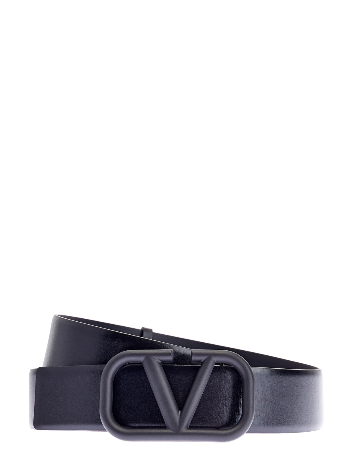 Однотонный кожаный ремень с пряжкой VLOGO VALENTINO GARAVANI, цвет черный, размер 48;50;52;56;54