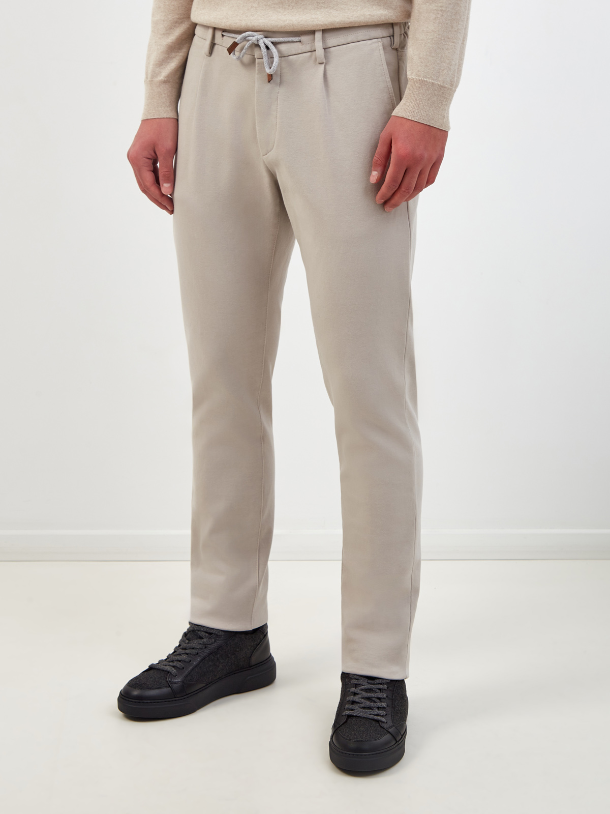 Хлопковые брюки в стиле sprezzatura с поясом на кулиске ELEVENTY, цвет серый, размер 48;50;52;54 - фото 3