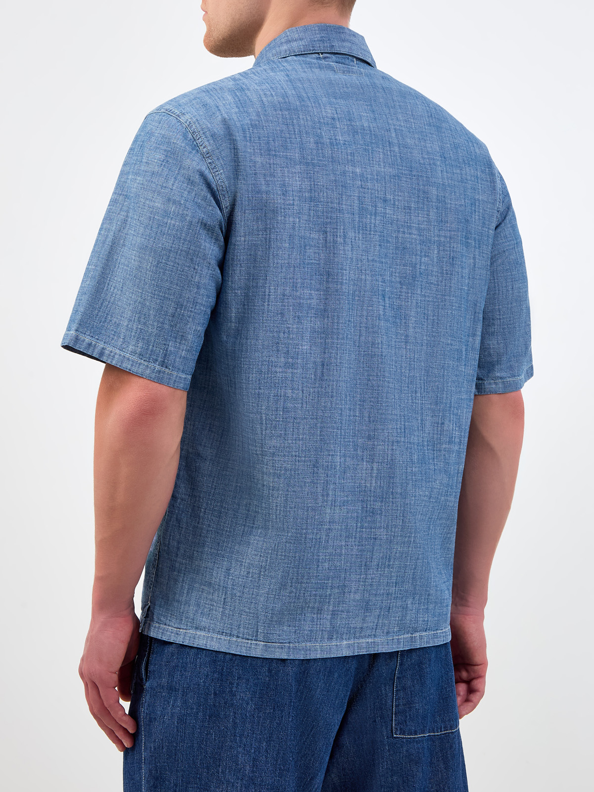 Рубашка из тонкого хлопкового денима Chambray с принтом C.P.COMPANY, цвет голубой, размер M;L;XL - фото 4