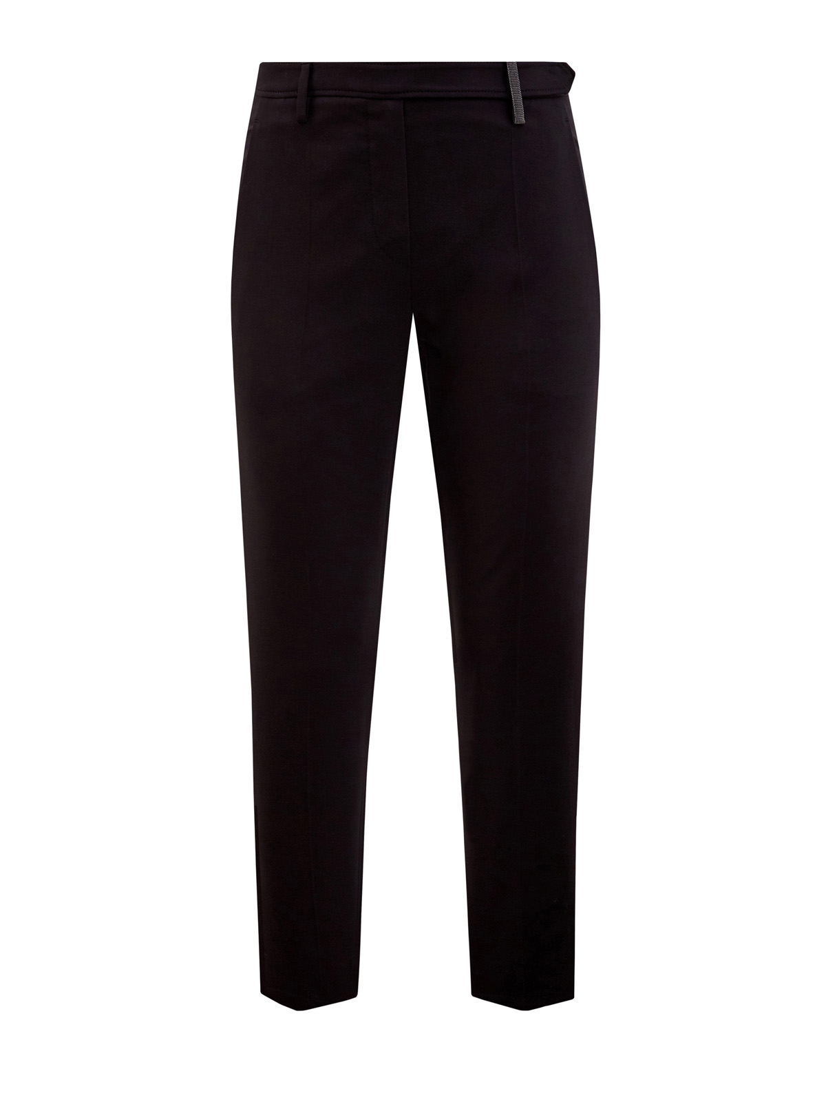 Укороченные брюки из гладкого хлопка с вышивкой Мониль BRUNELLO CUCINELLI, цвет черный, размер 38;44;40;42 - фото 1