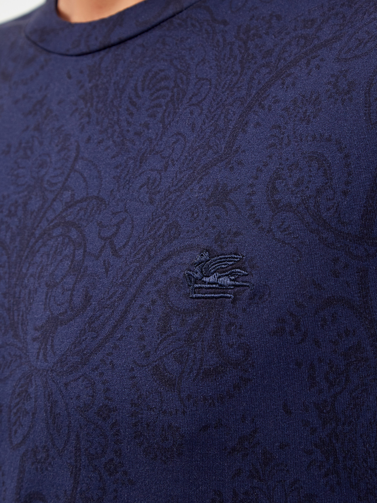 Лонгслив из джерси с вышитым логотипом и принтом пейсли ETRO, цвет синий, размер 50;52 - фото 3