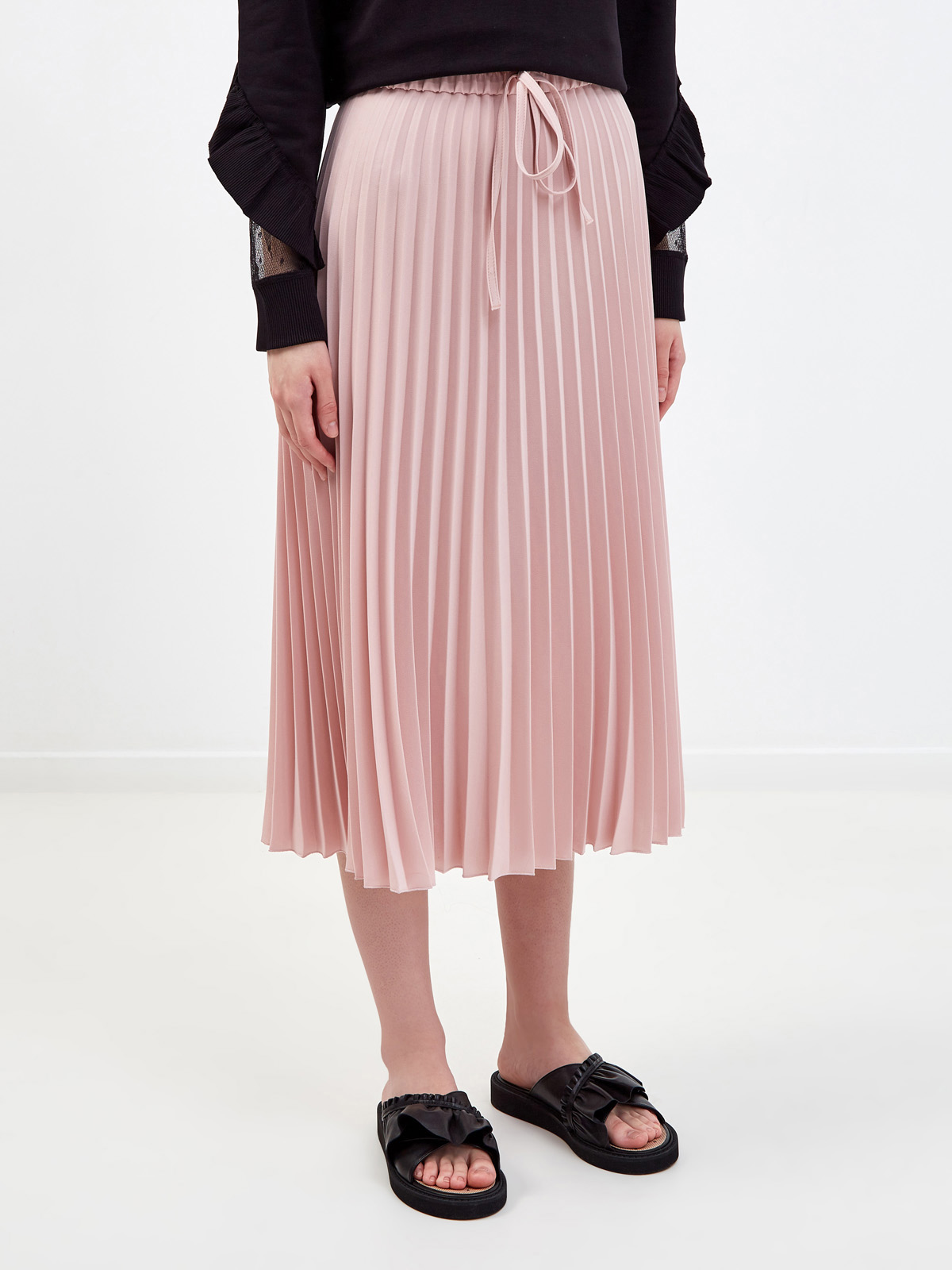 Свободная юбка-плиссе из струящегося крепа REDVALENTINO, цвет розовый, размер M;L;S - фото 3