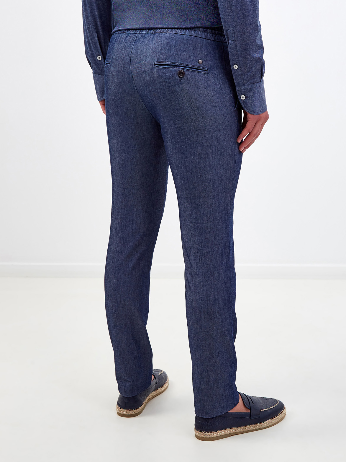 Тонкие брюки с защипами и поясом на регулируемой кулиске CANALI, цвет синий, размер 50;52;54;56;48 - фото 4