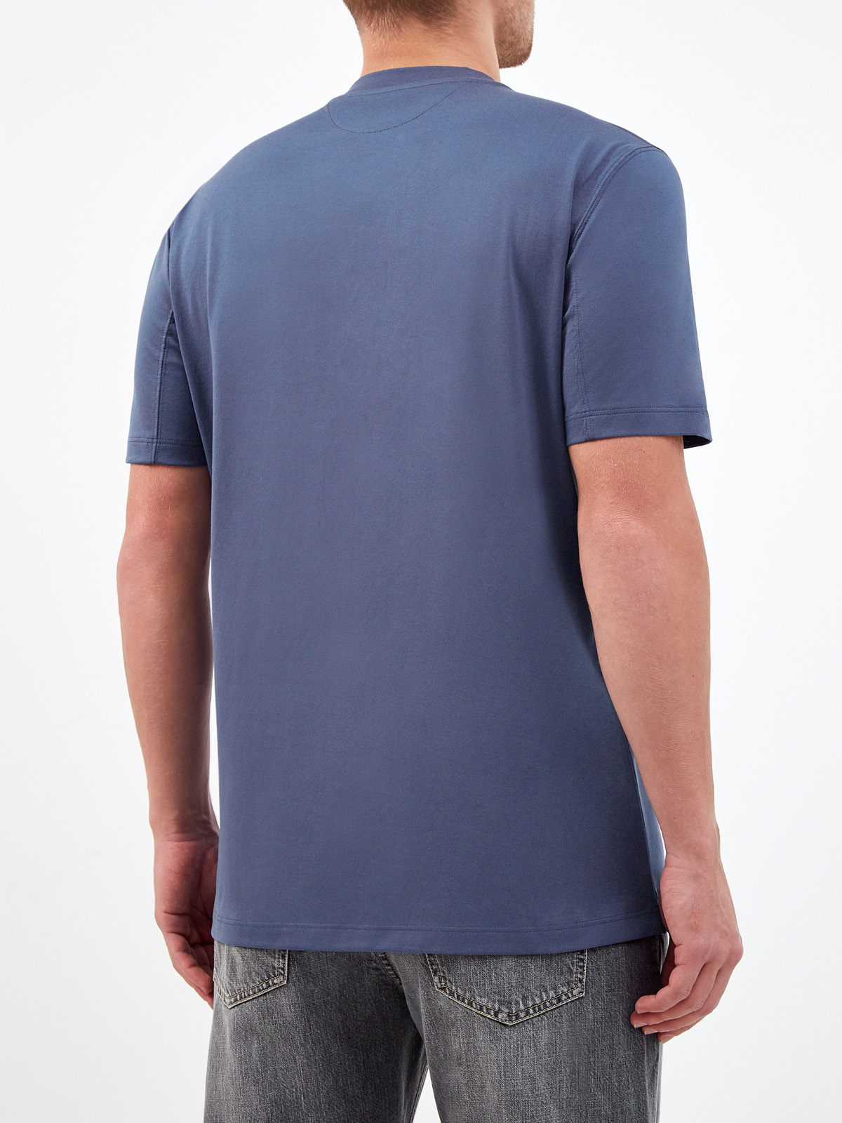 Хлопковая футболка с принтом Build Your Journey BRUNELLO CUCINELLI, цвет синий, размер 52;54;56;58;60 - фото 4