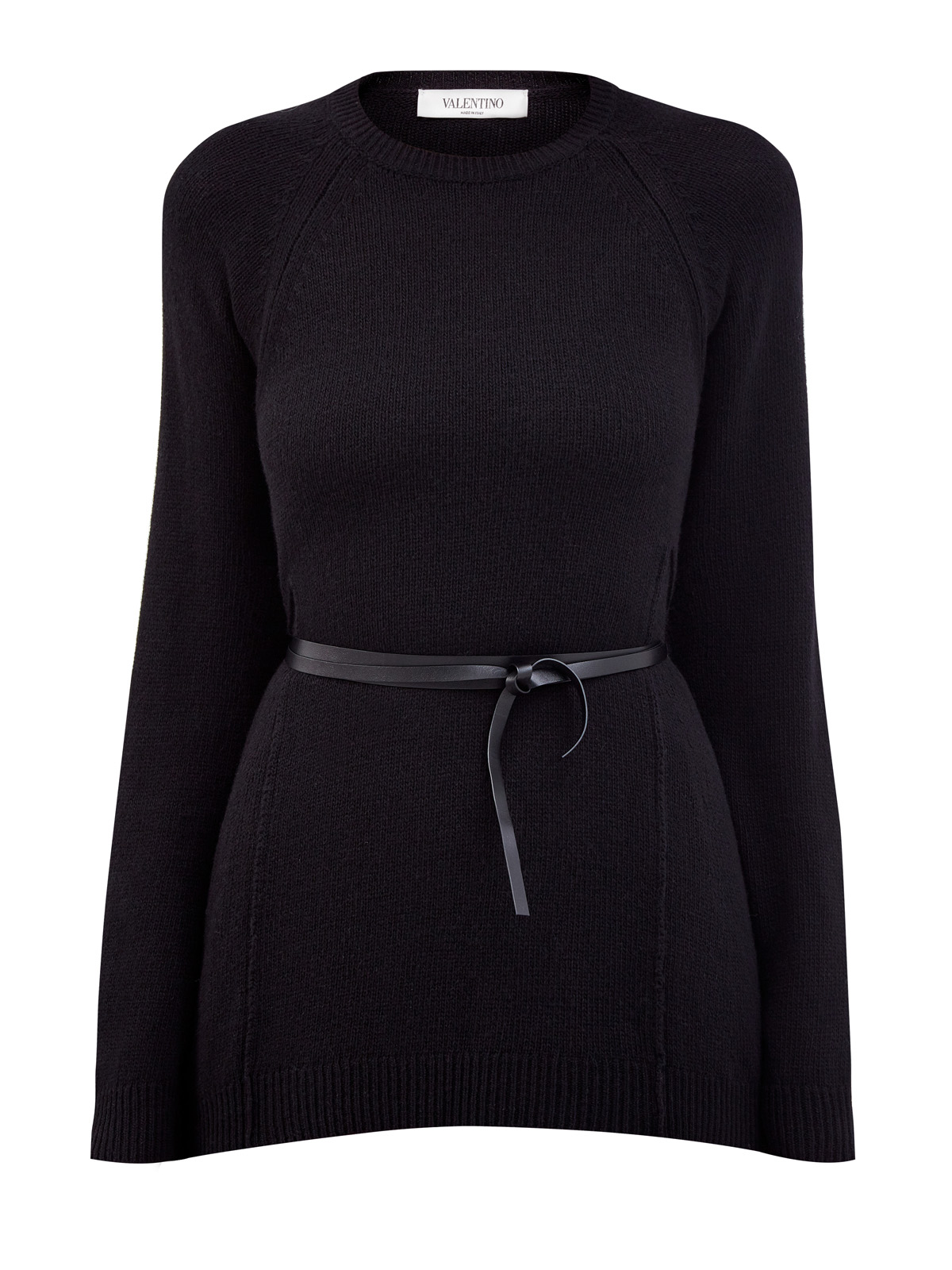 Пуловер из шерсти и кашемира с тонким поясом VALENTINO, цвет черный, размер 40;42;44 - фото 1