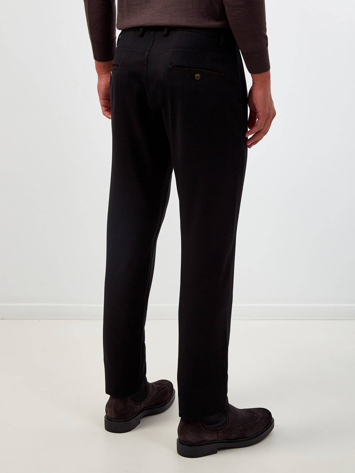 Однотонные брюки из шерсти с замшевой окантовкой CANALI, цвет черный, размер 50;52;54;56 - фото 4