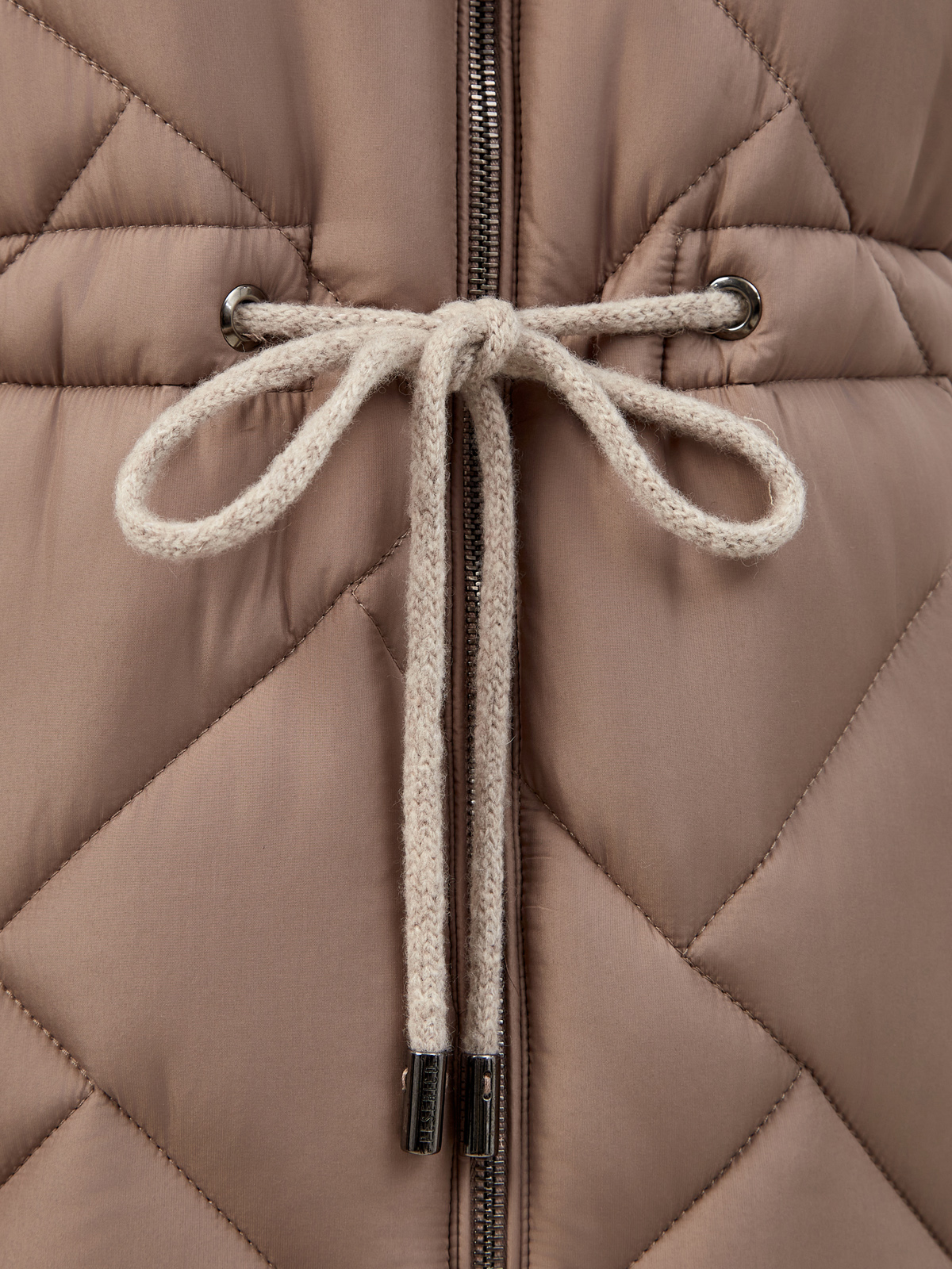 Куртка из стеганой микрофибры Peachskin и трикотажа с поясом PESERICO, цвет коричневый, размер 40;42 - фото 5